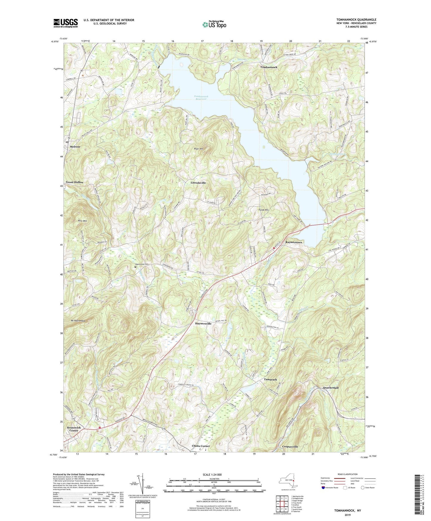 Tomhannock New York US Topo Map Image