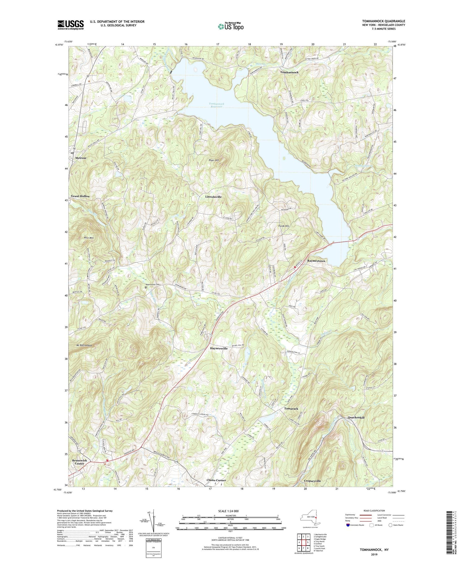 Tomhannock New York US Topo Map Image