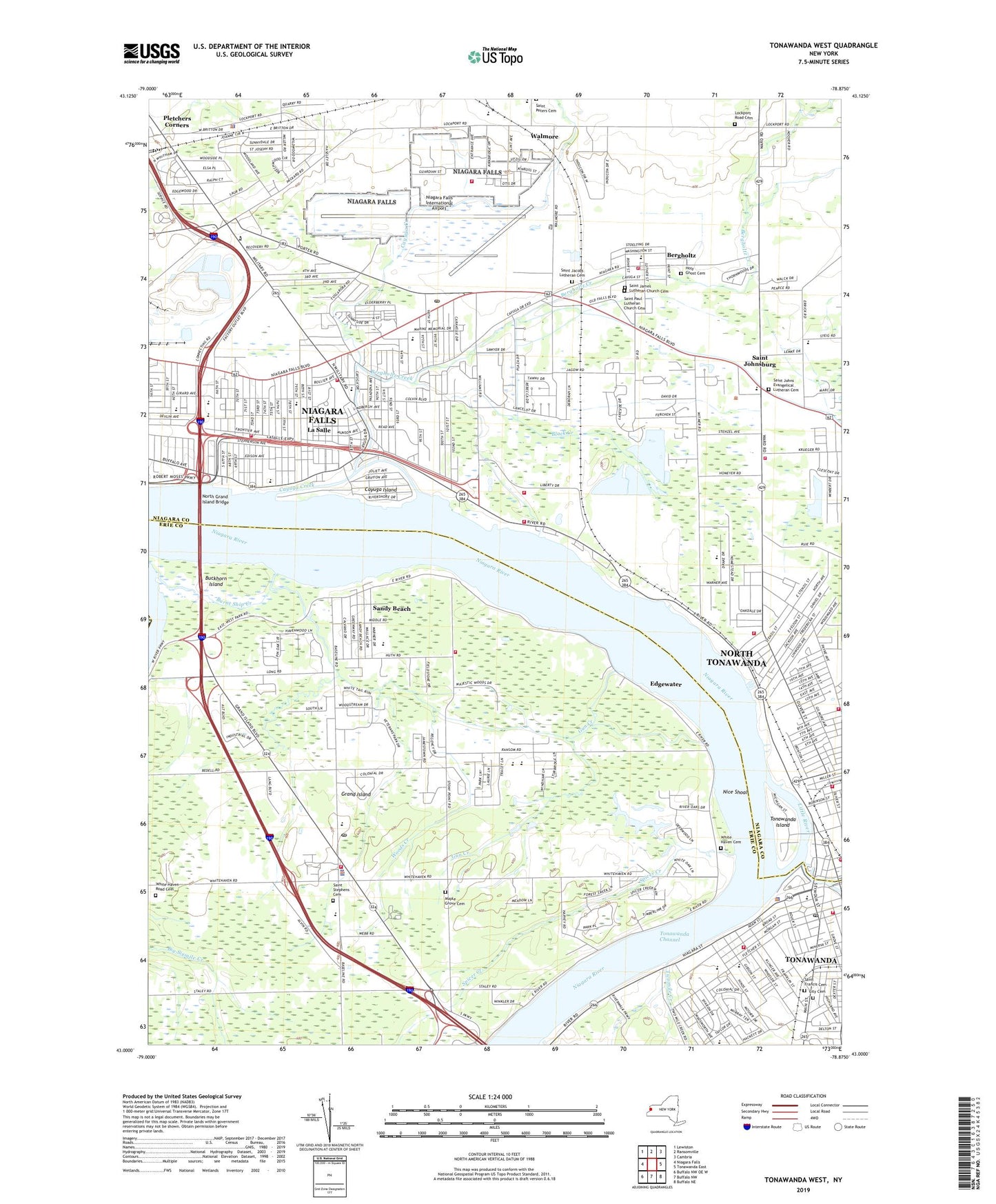 Tonawanda West New York US Topo Map Image