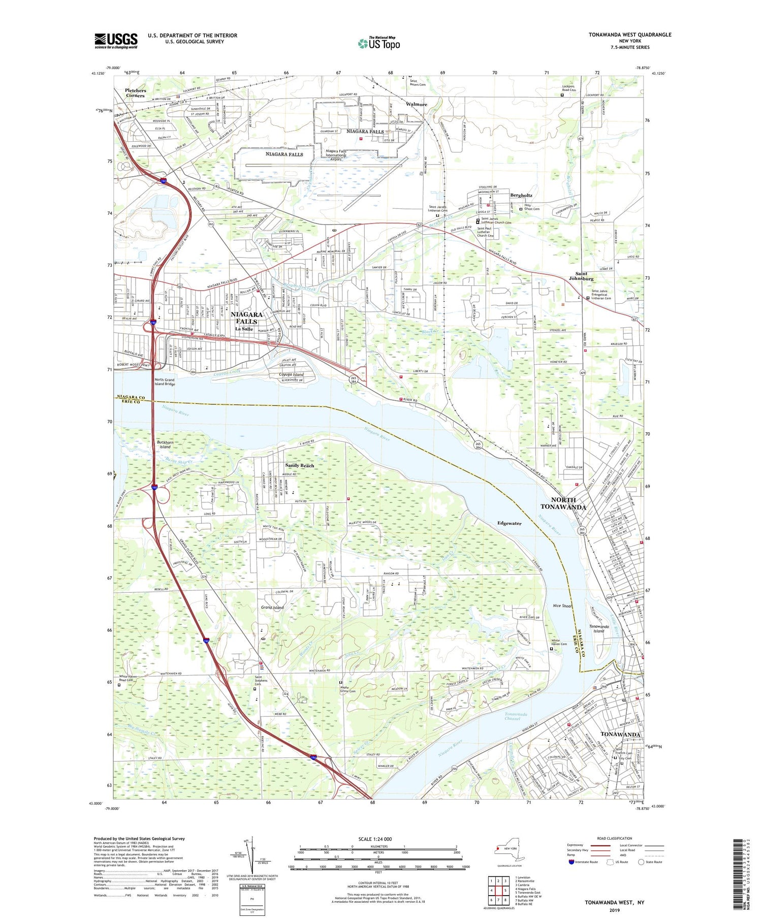 Tonawanda West New York US Topo Map Image