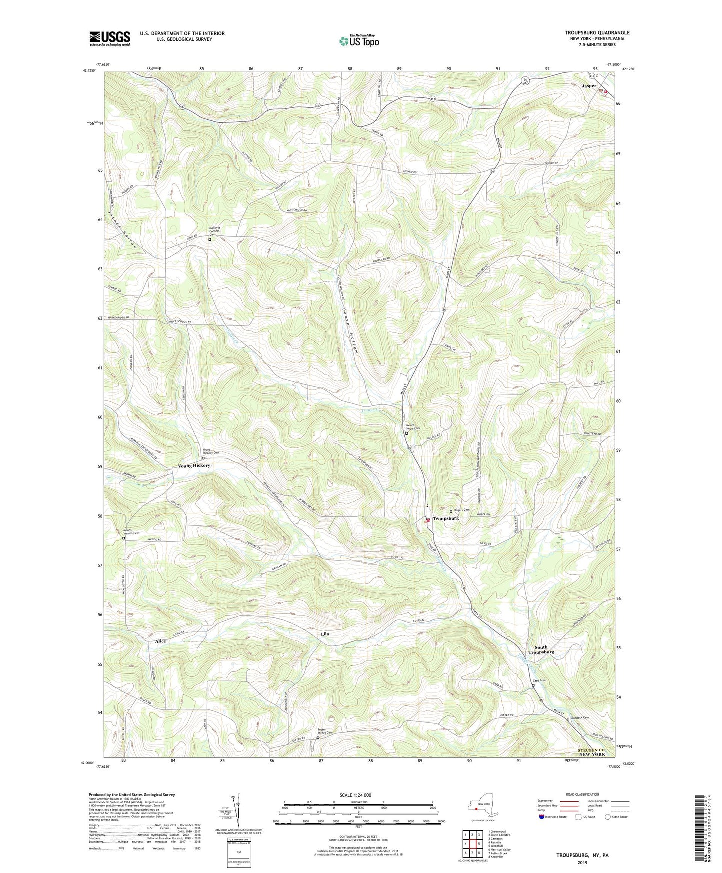 Troupsburg New York US Topo Map Image