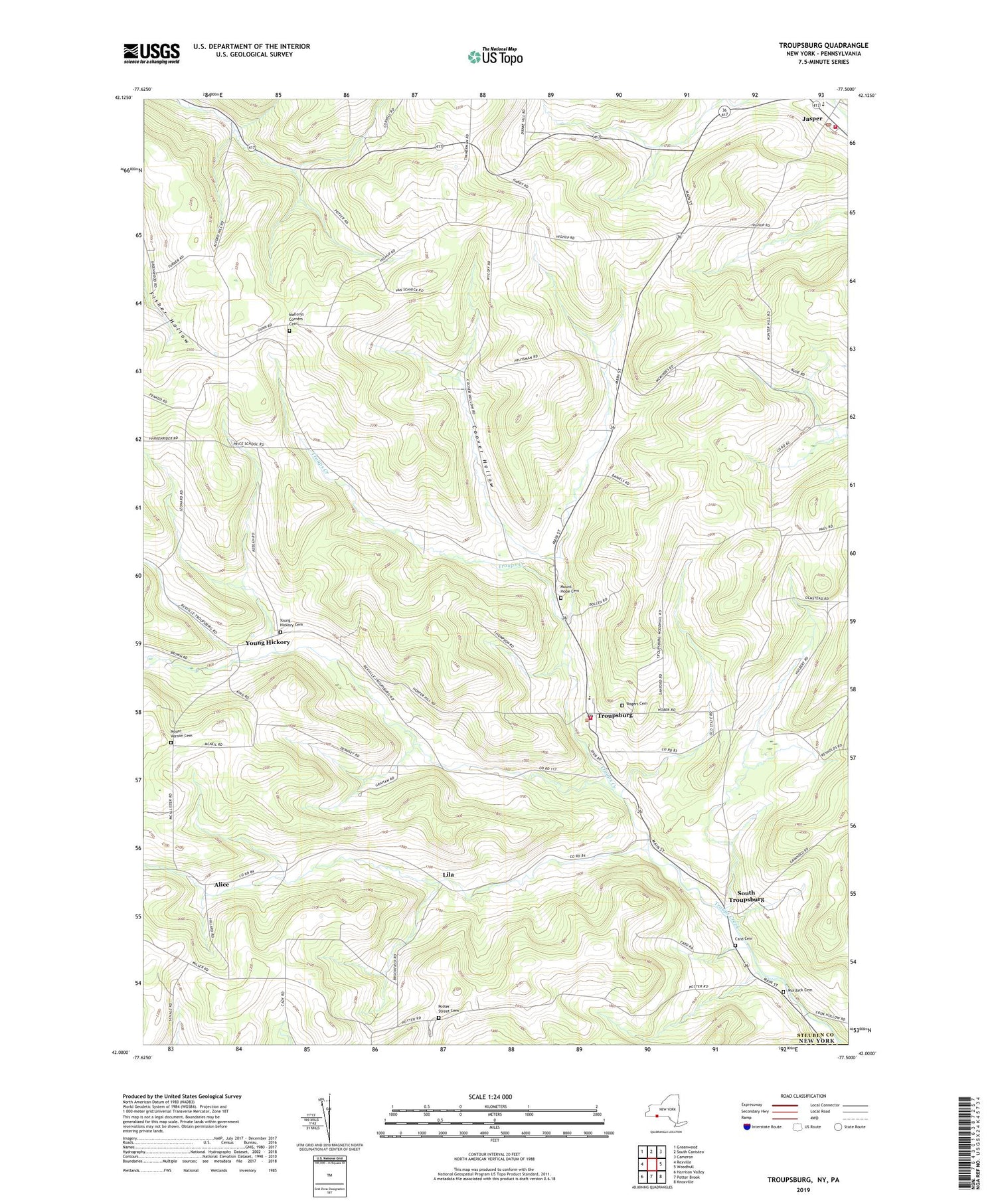 Troupsburg New York US Topo Map Image