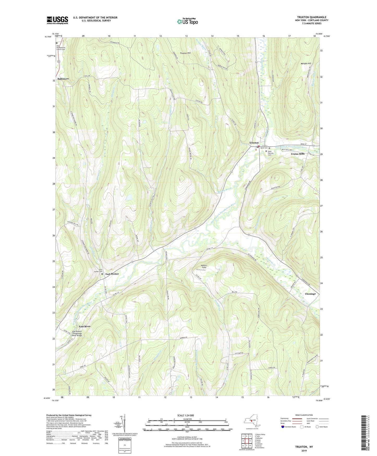 Truxton New York US Topo Map Image