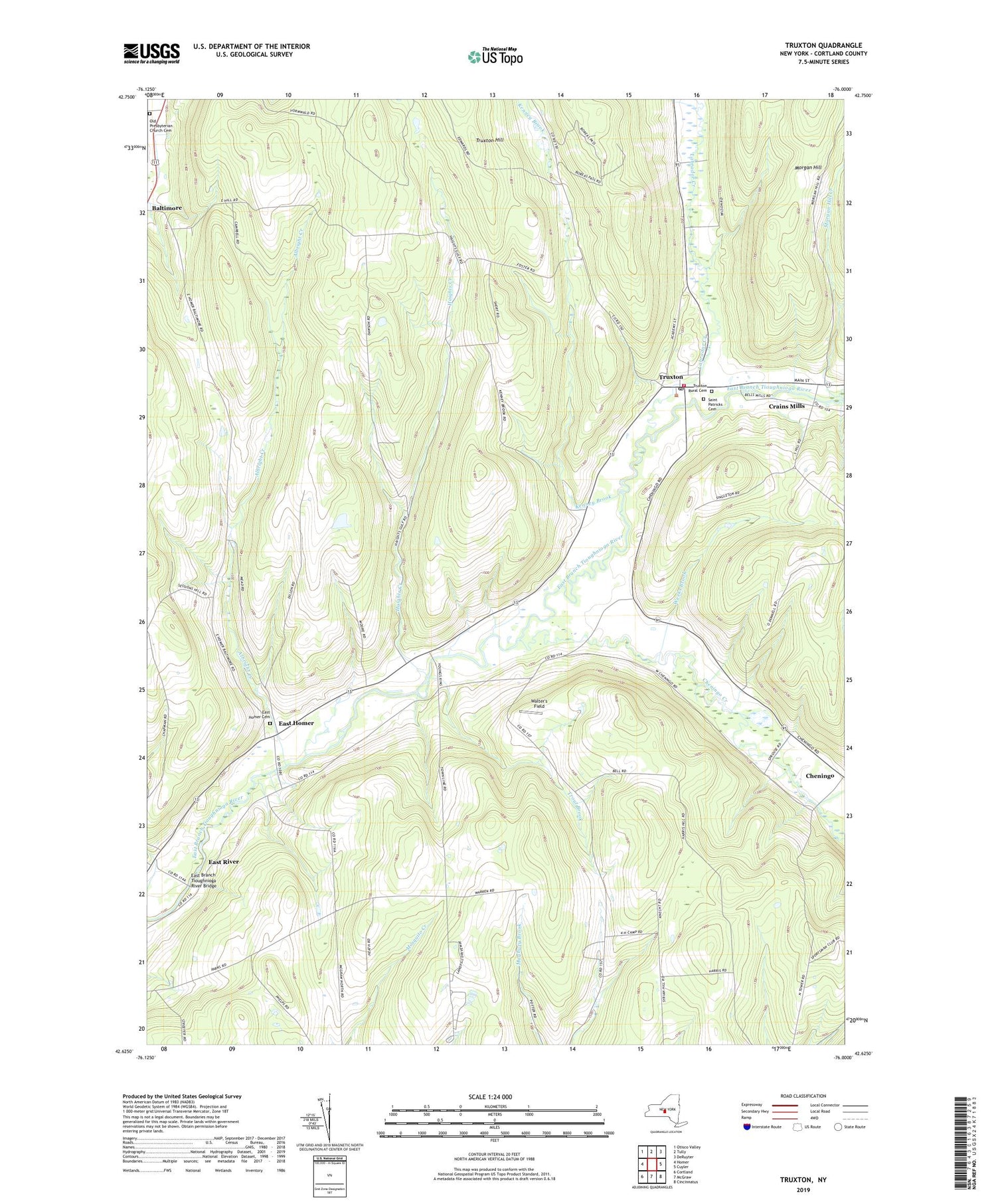 Truxton New York US Topo Map Image