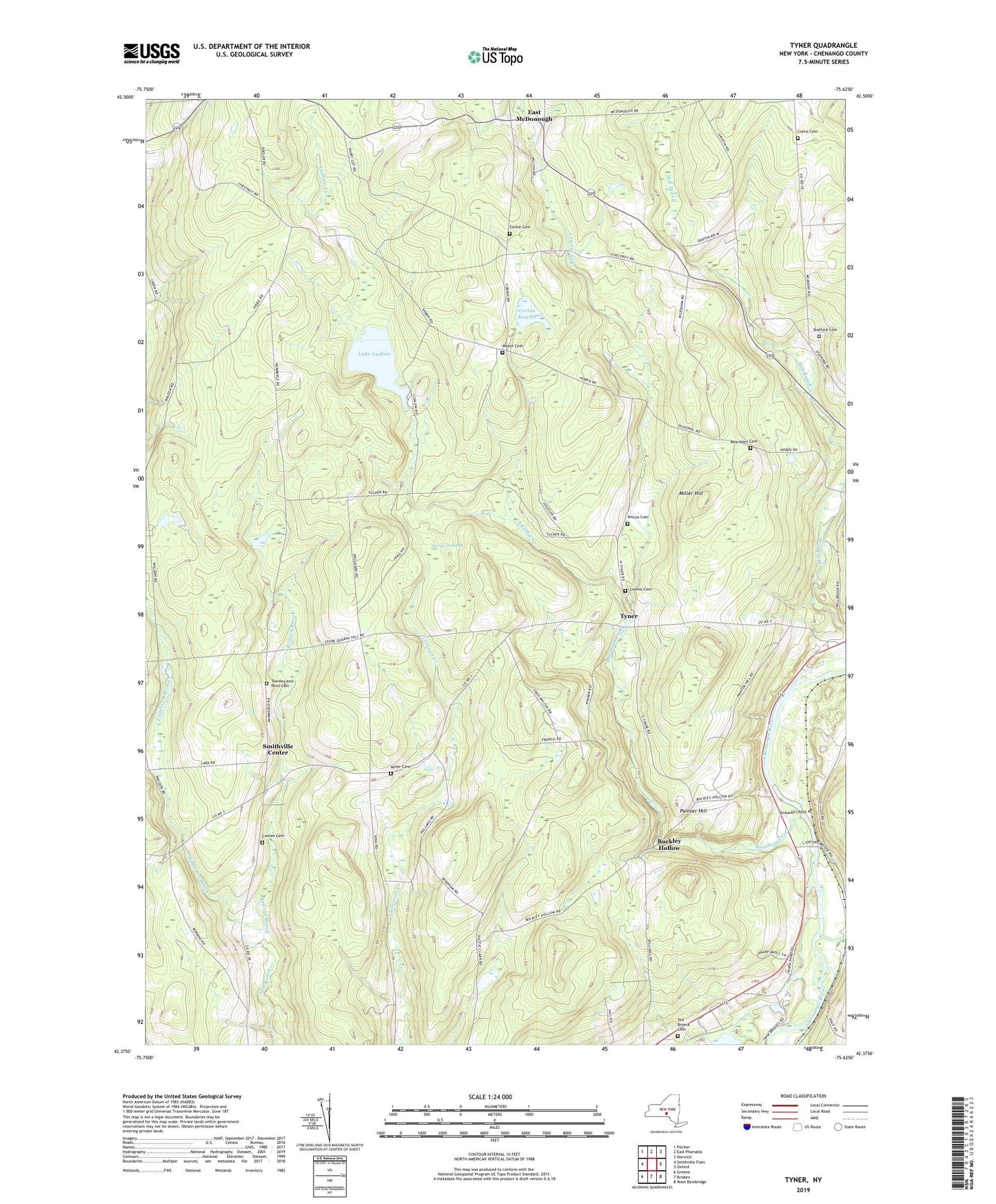 Tyner New York US Topo Map Image