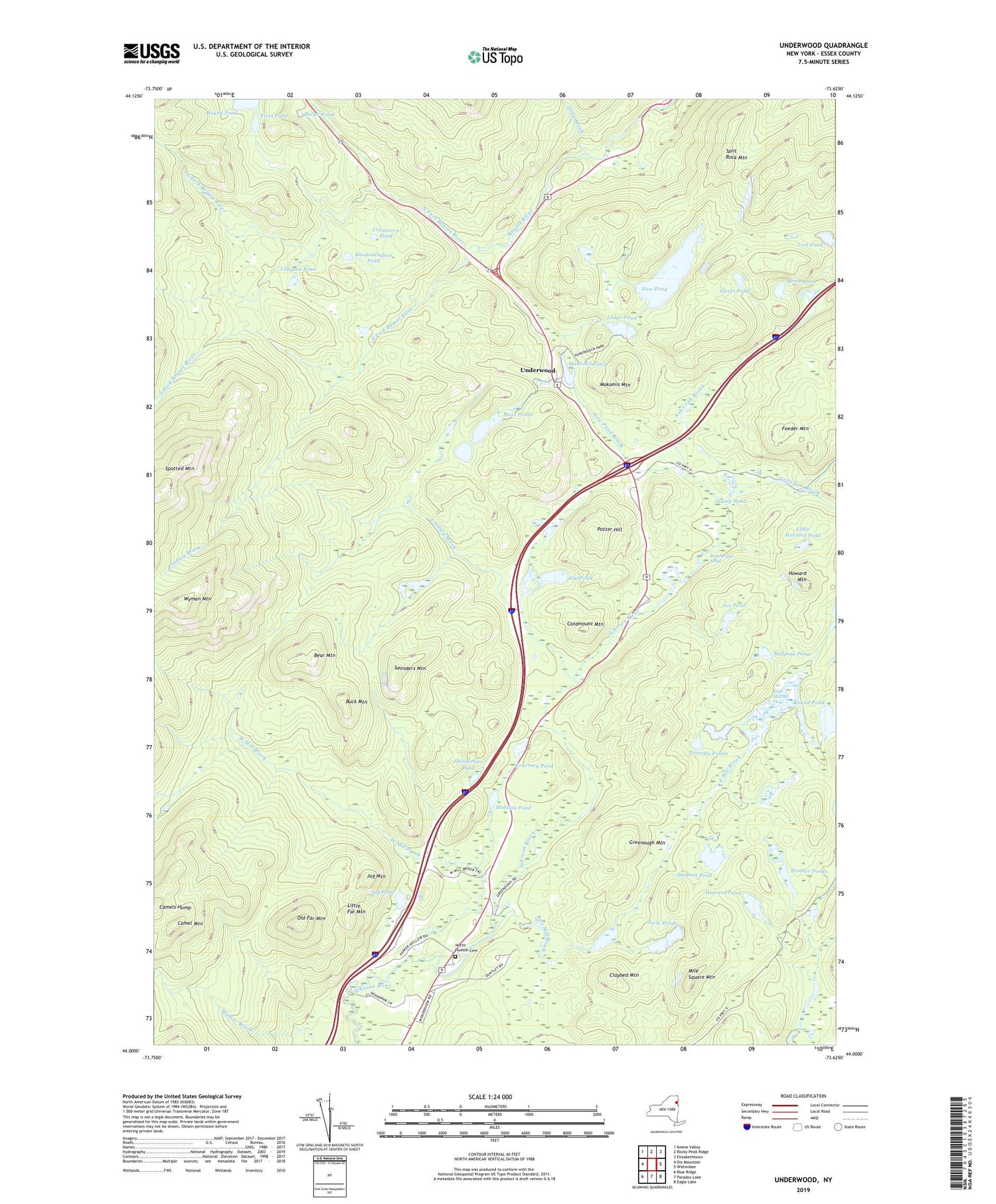 Underwood New York US Topo Map Image