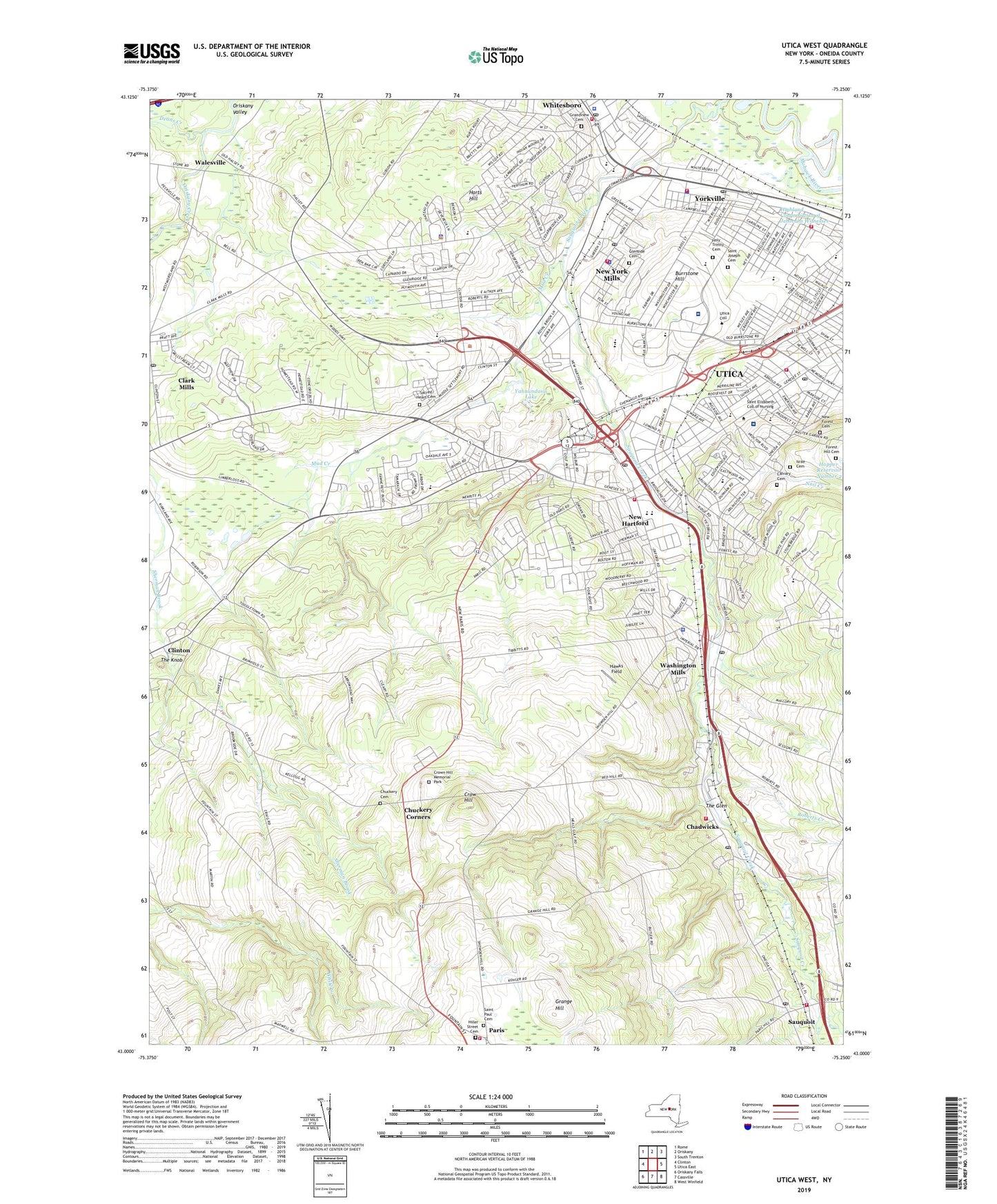 Utica West New York US Topo Map Image
