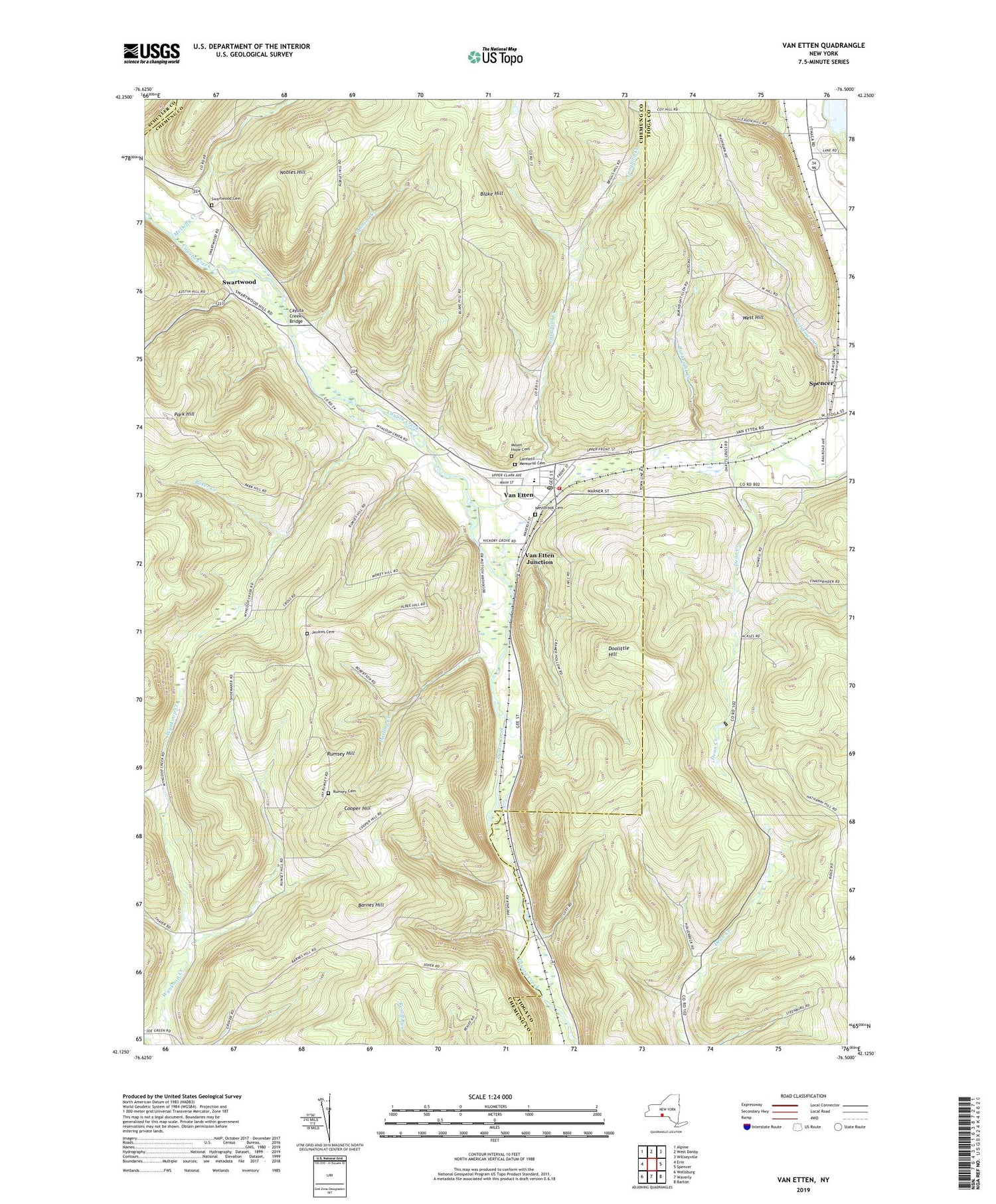 Van Etten New York US Topo Map Image