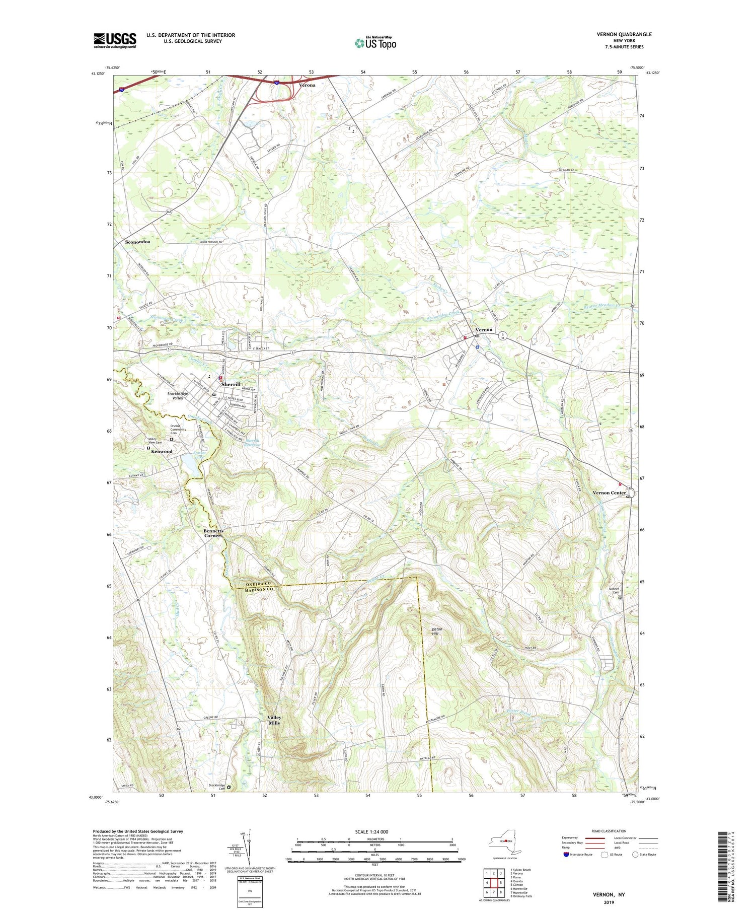 Vernon New York US Topo Map Image