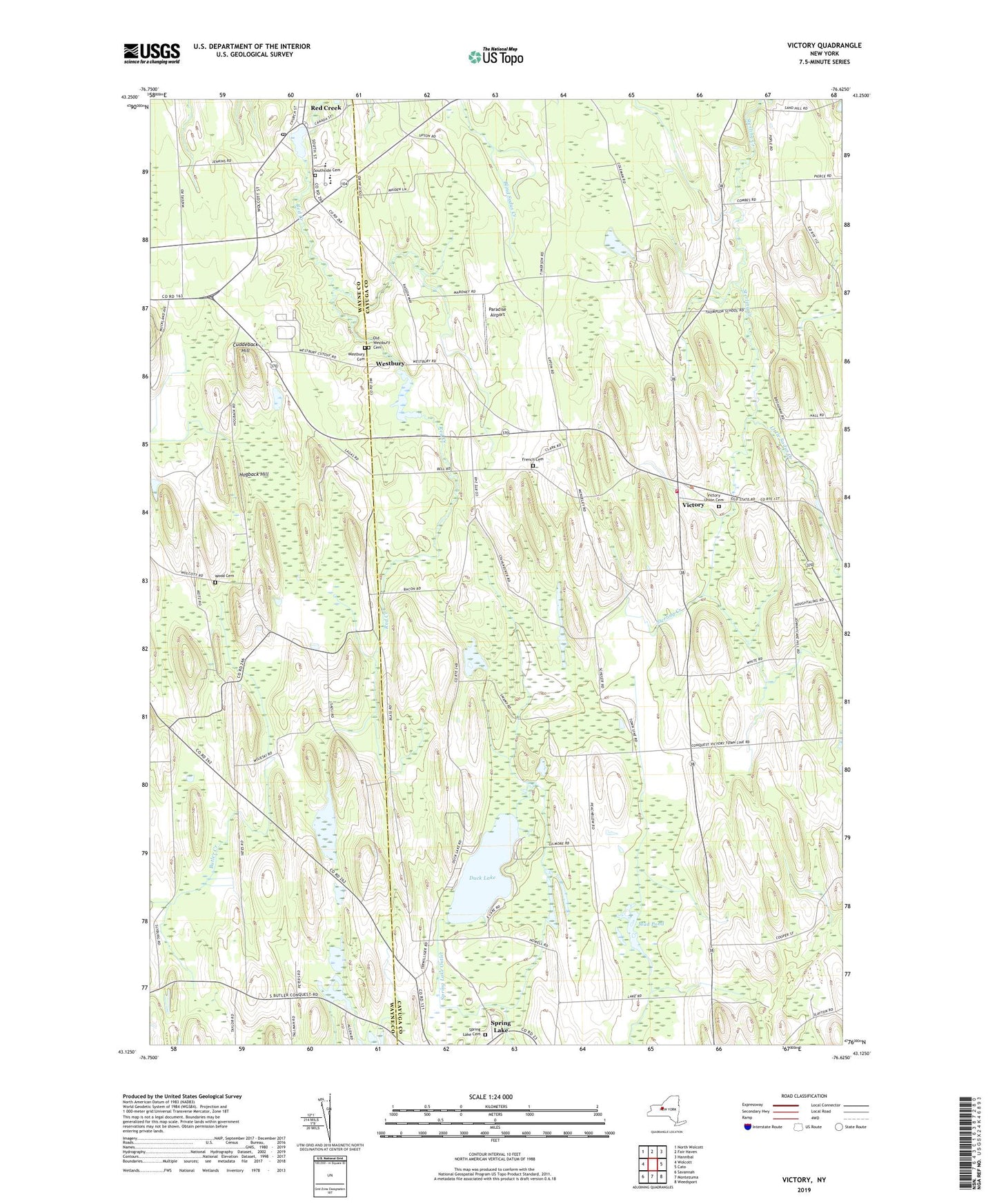 Victory New York US Topo Map Image