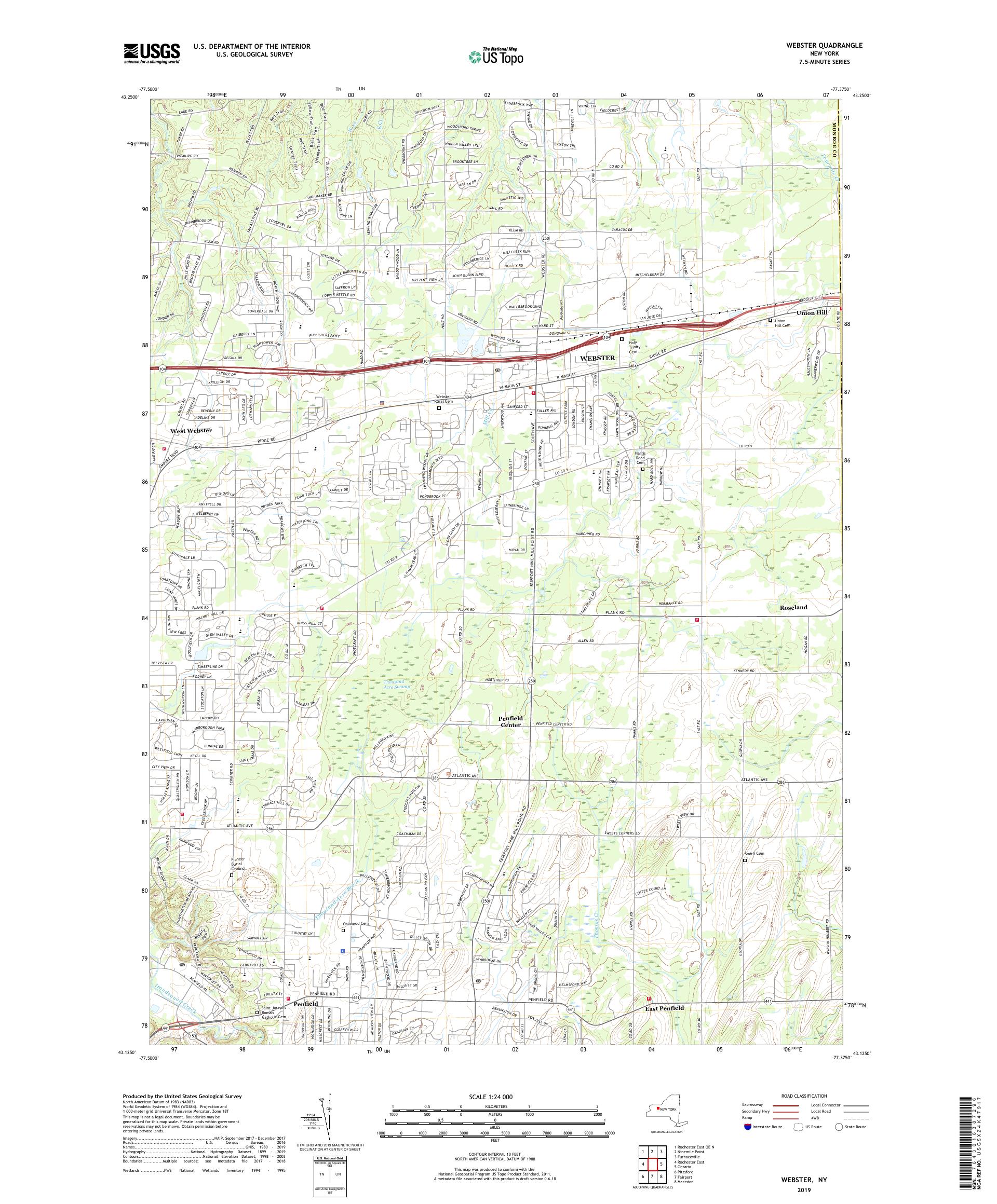 Webster New York US Topo Map – MyTopo Map Store