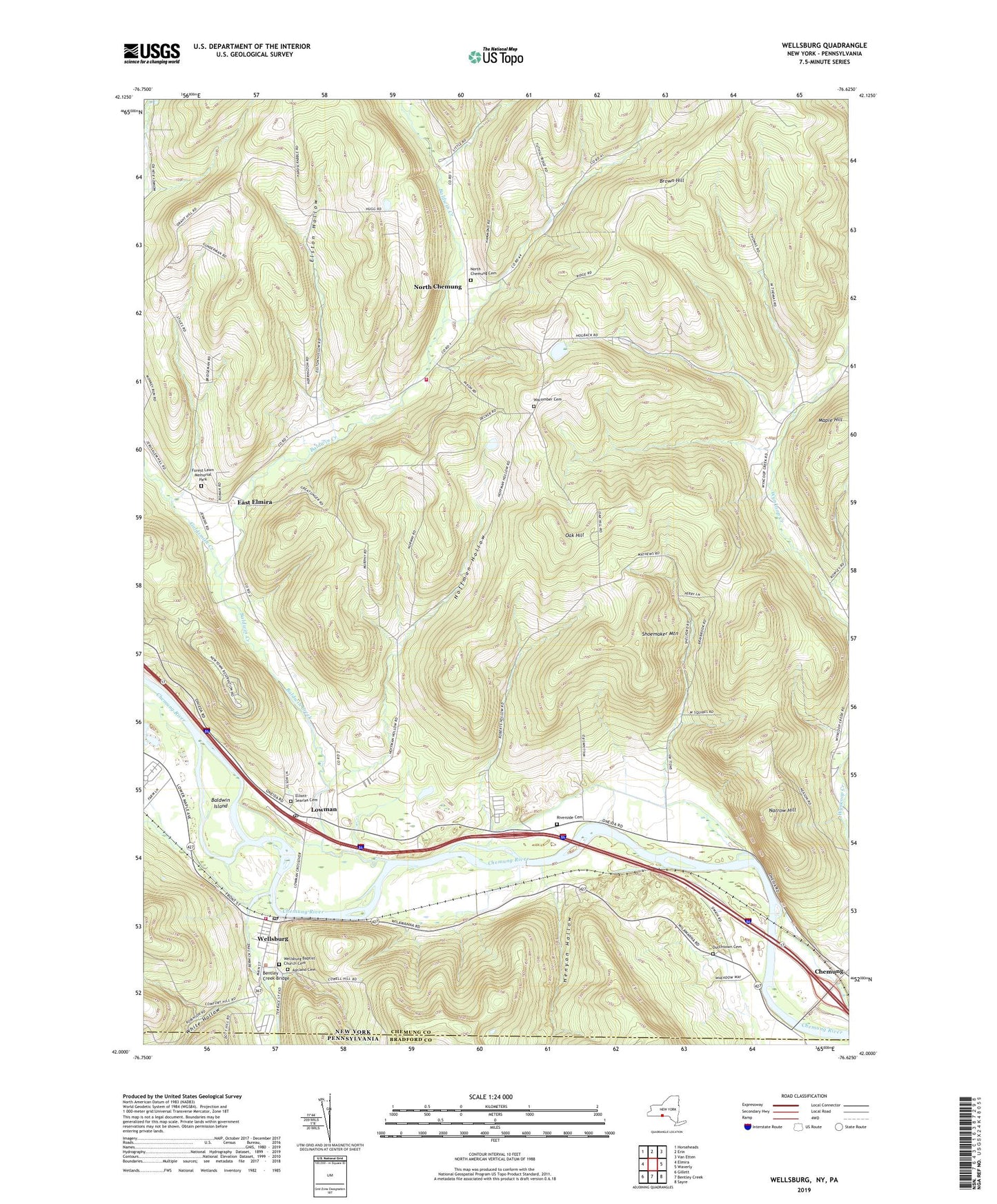 Wellsburg New York US Topo Map Image
