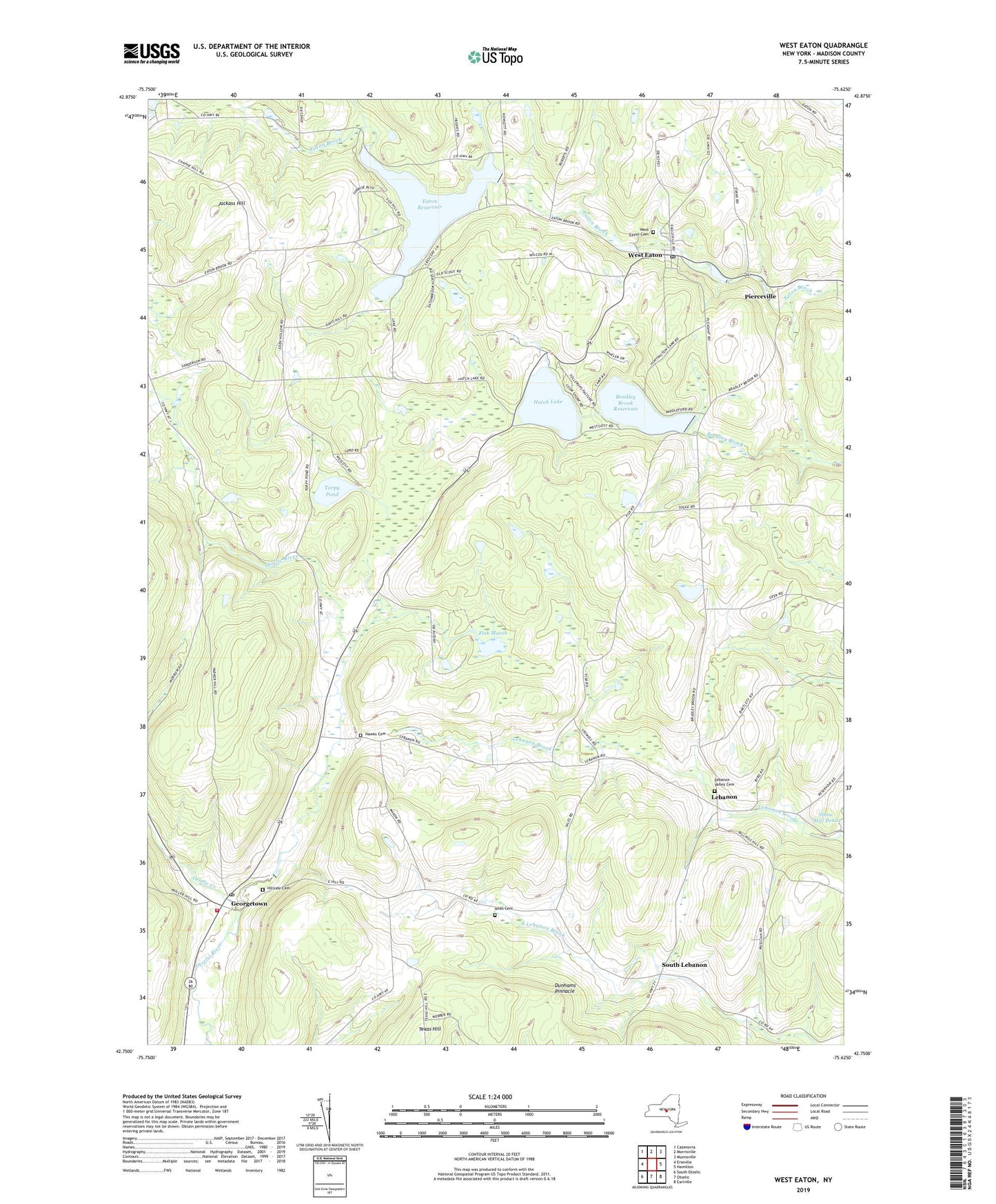 West Eaton New York US Topo Map Image