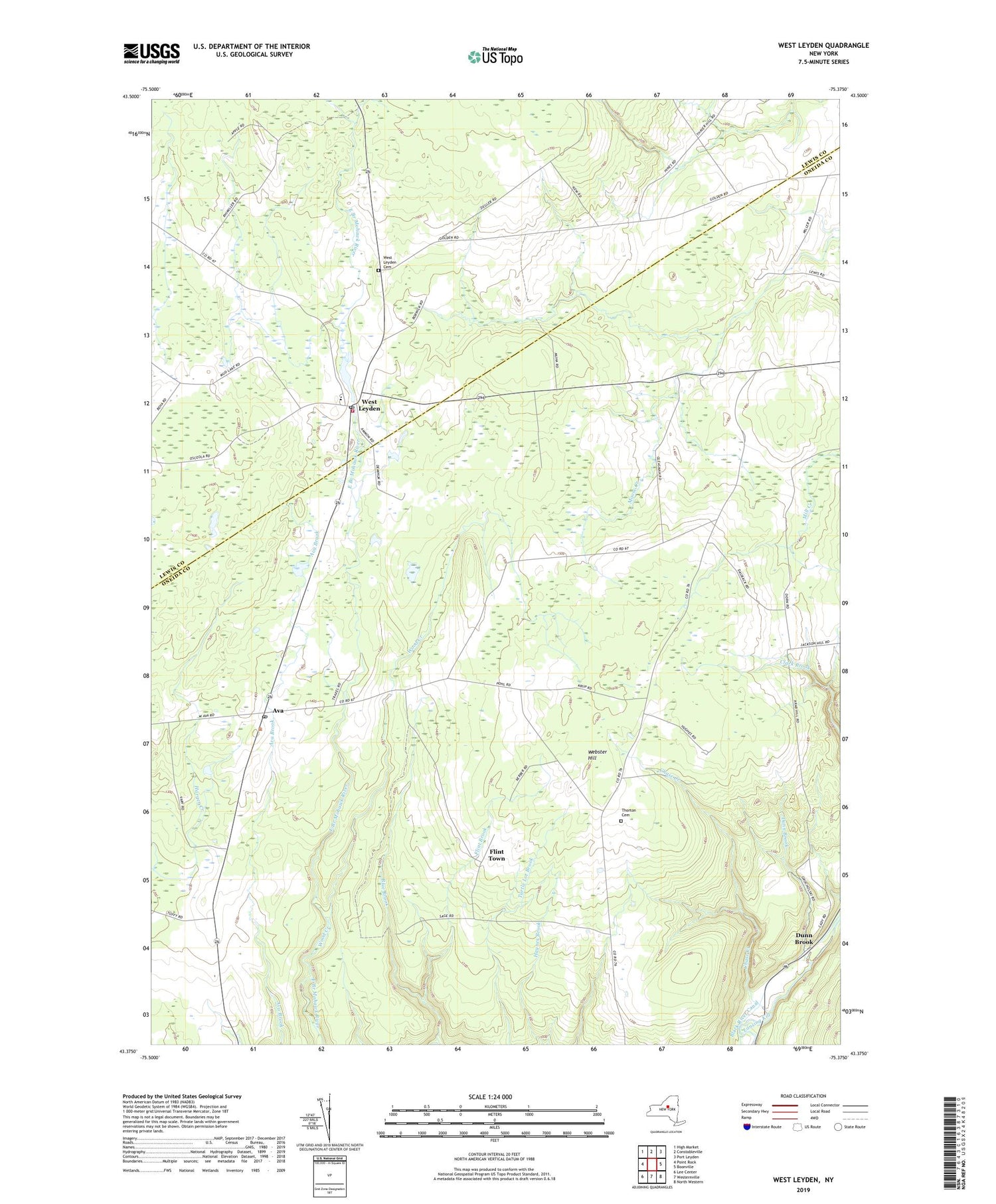 West Leyden New York US Topo Map Image