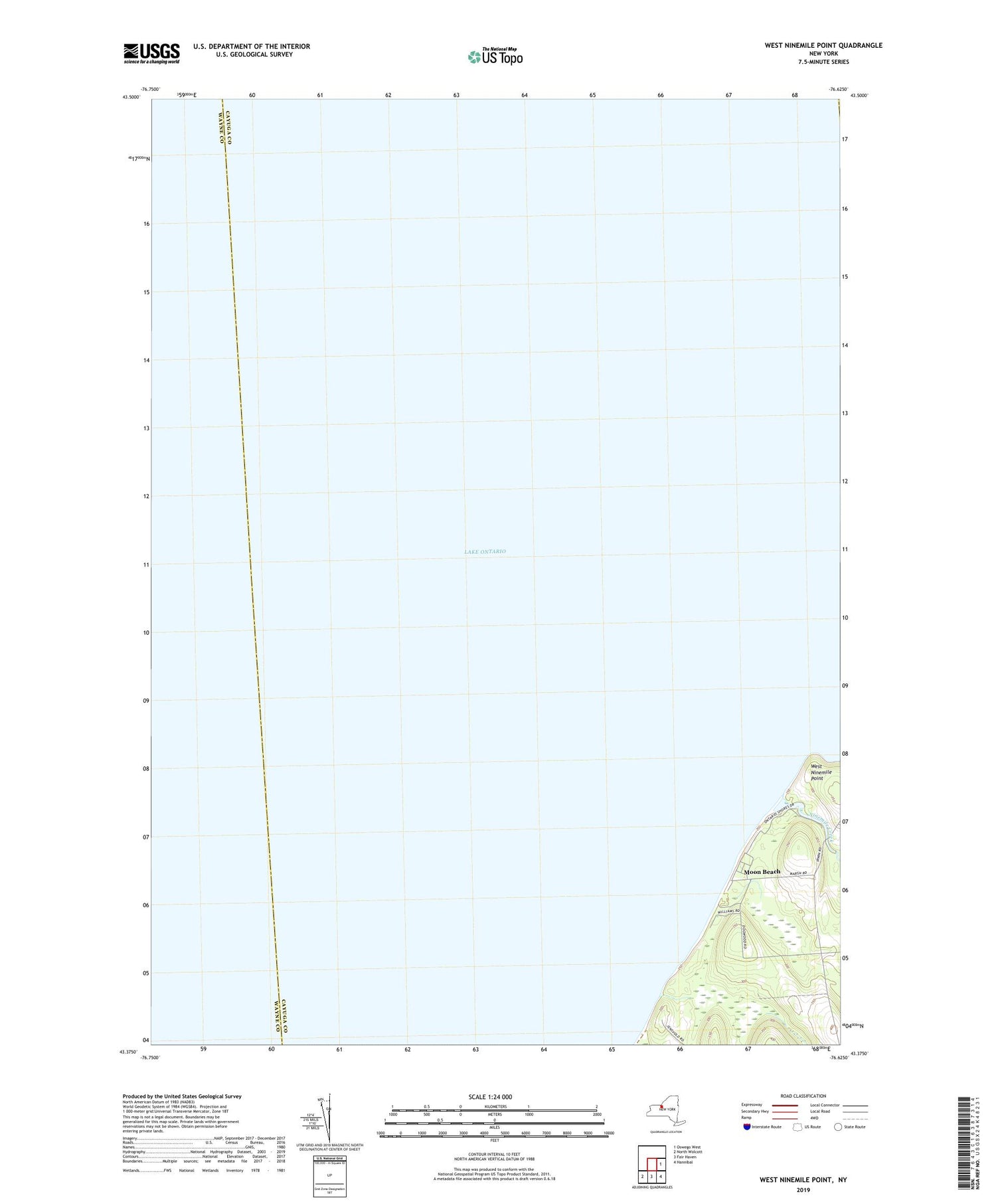 West Ninemile Point New York US Topo Map Image