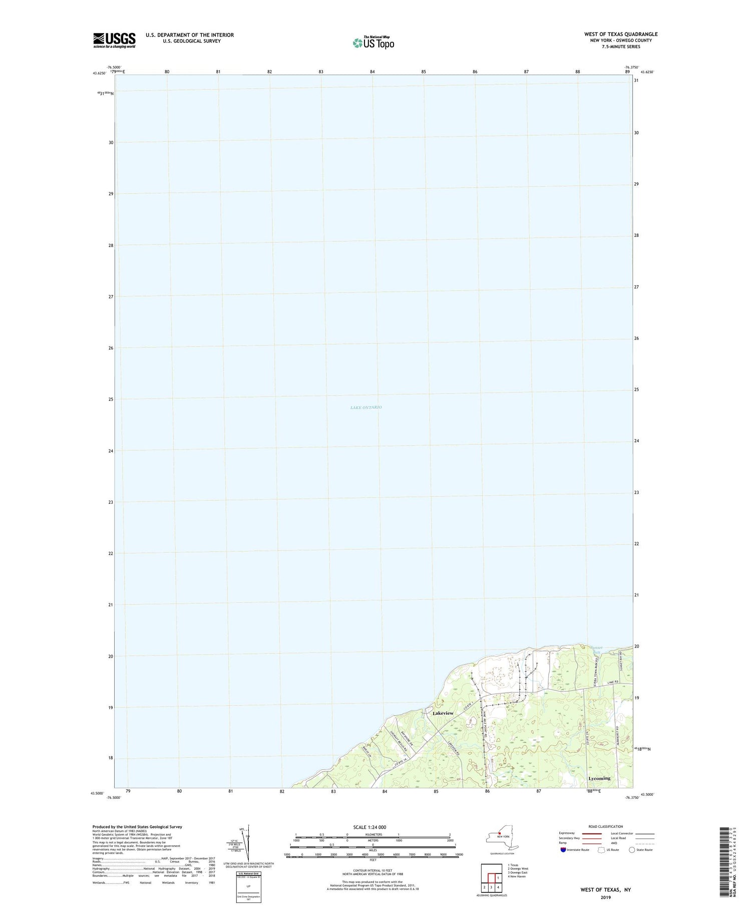 West of Texas New York US Topo Map Image