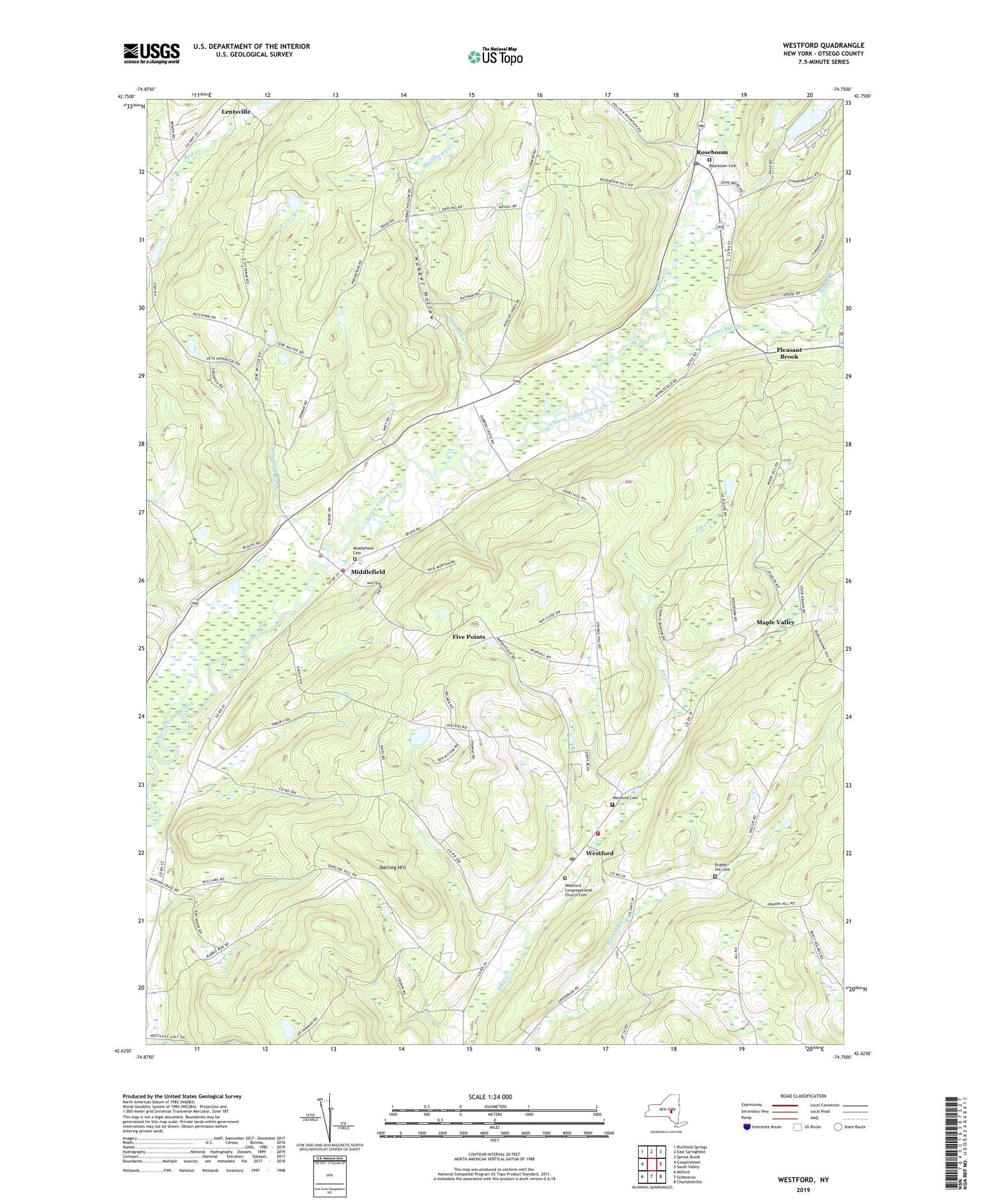 Westford New York US Topo Map Image