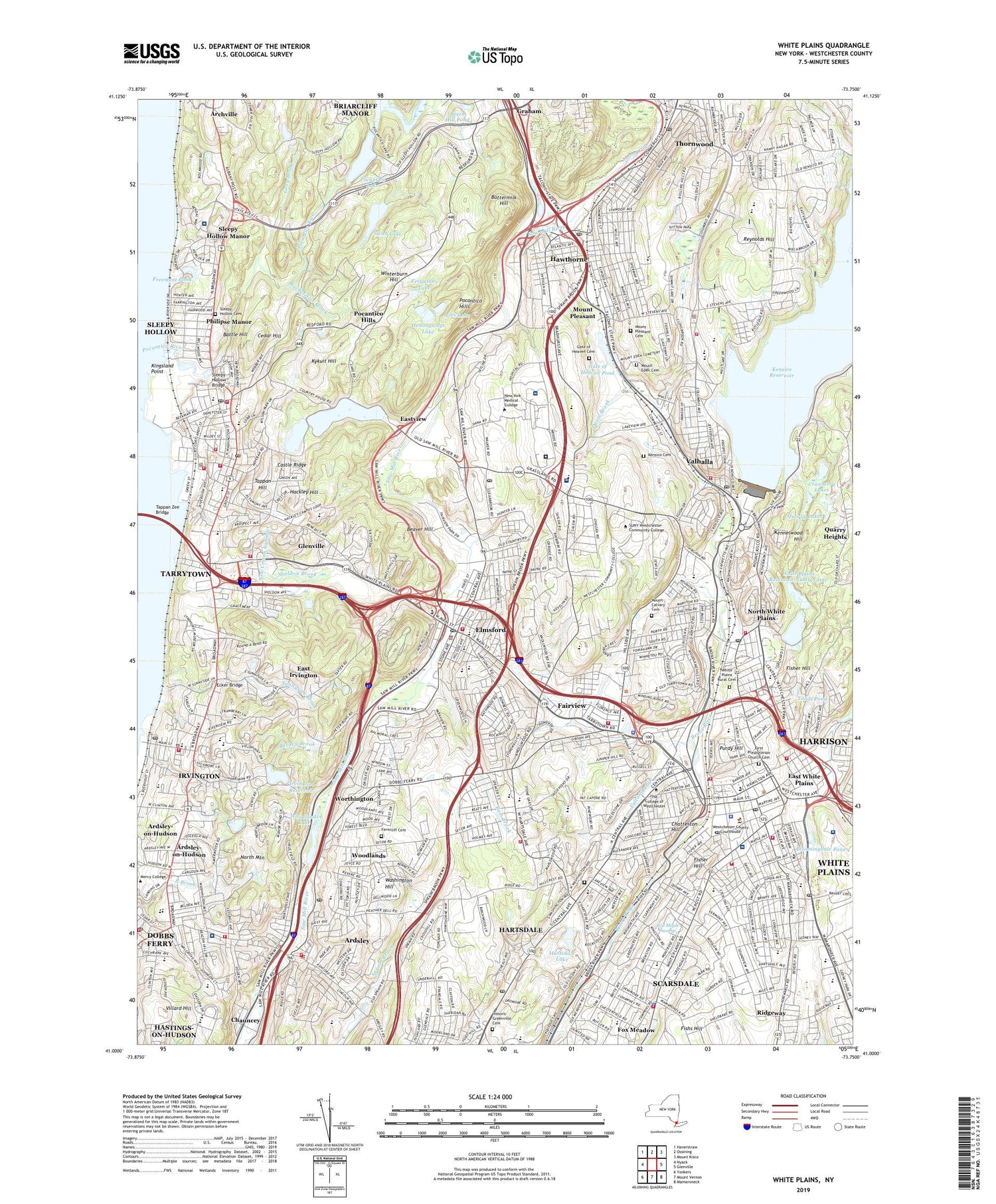 White Plains New York US Topo Map Image
