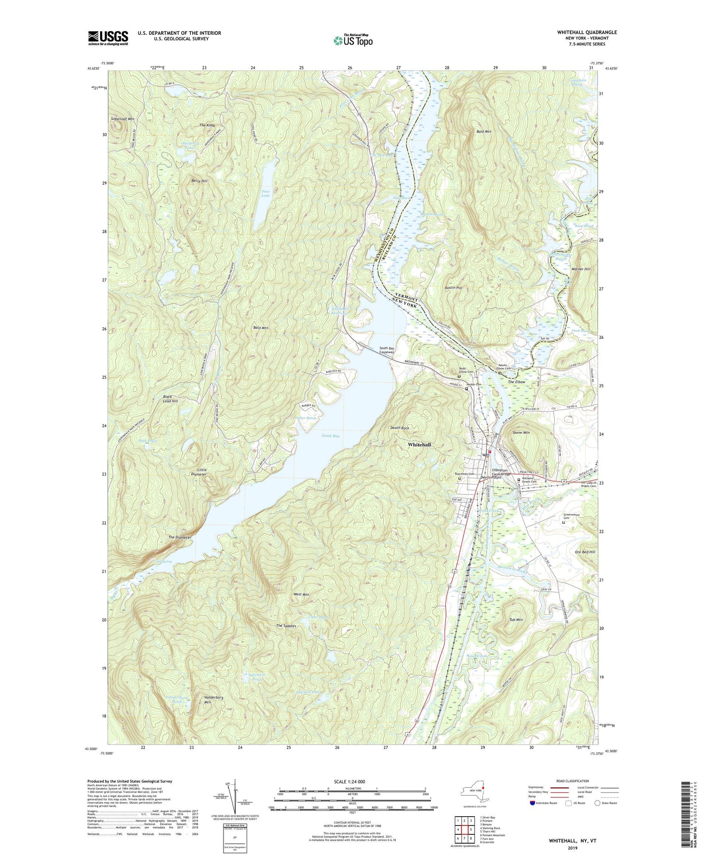 Whitehall New York US Topo Map Image