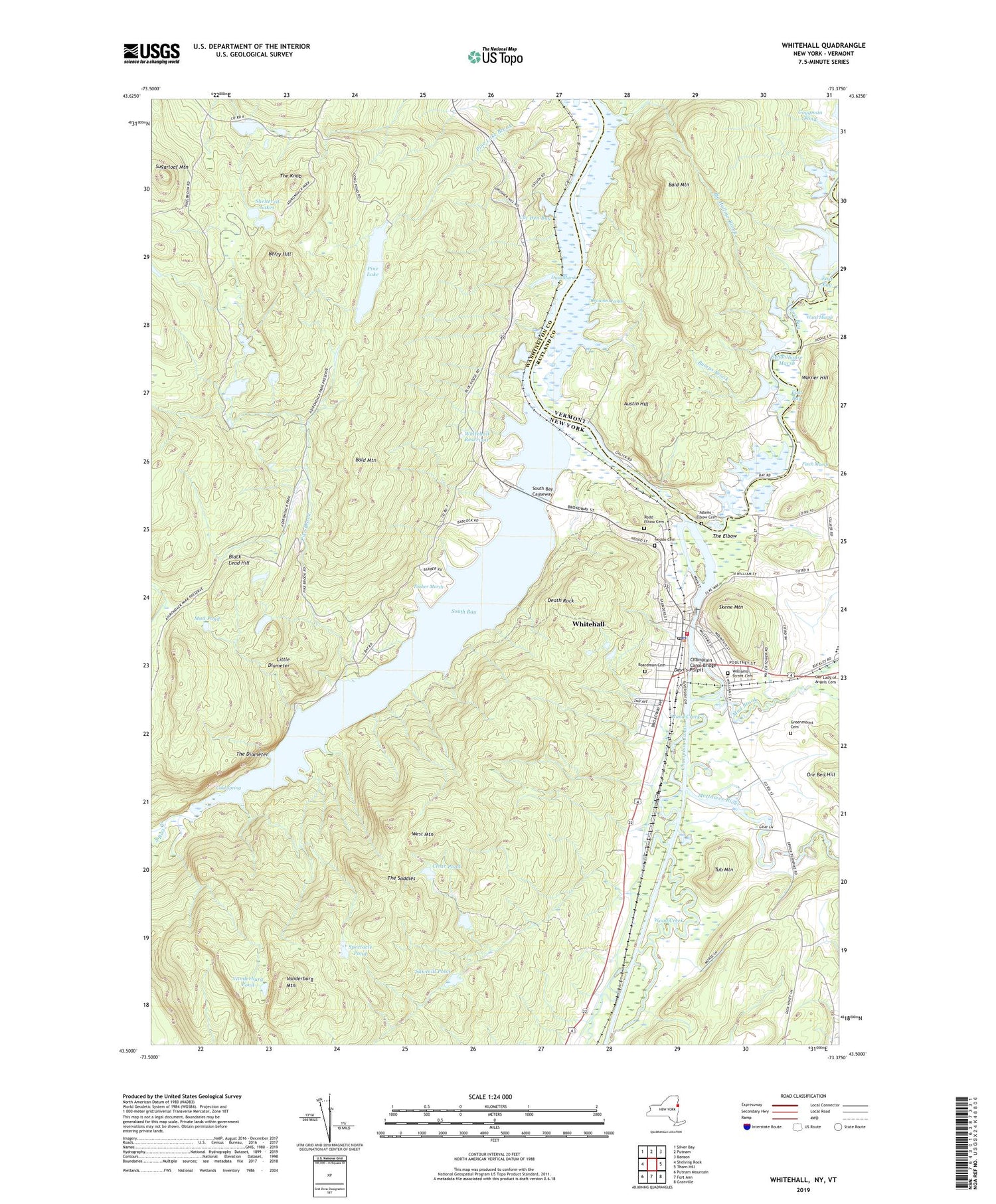 Whitehall New York US Topo Map Image