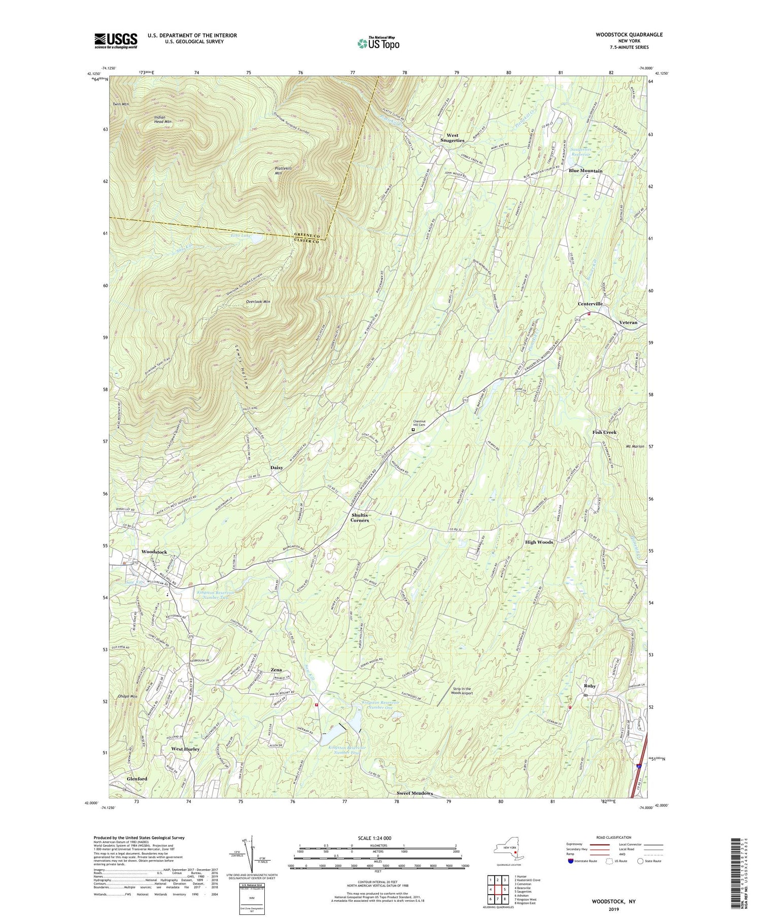 Woodstock New York US Topo Map Image
