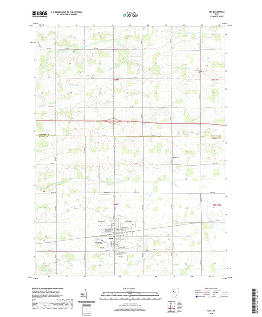 Ada Ohio US Topo Map Image