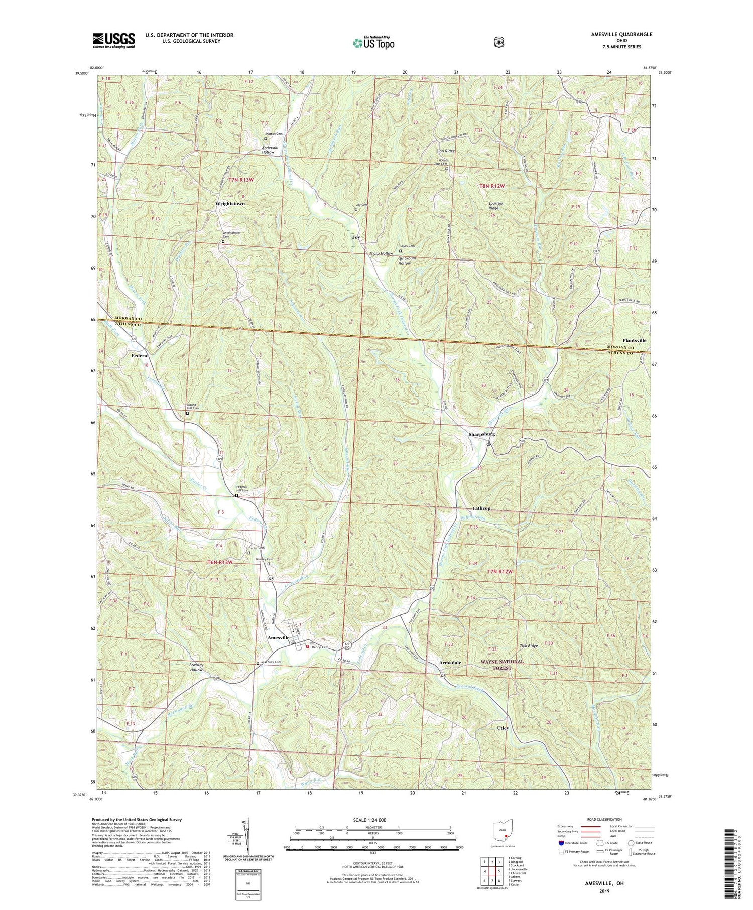 Amesville Ohio US Topo Map Image