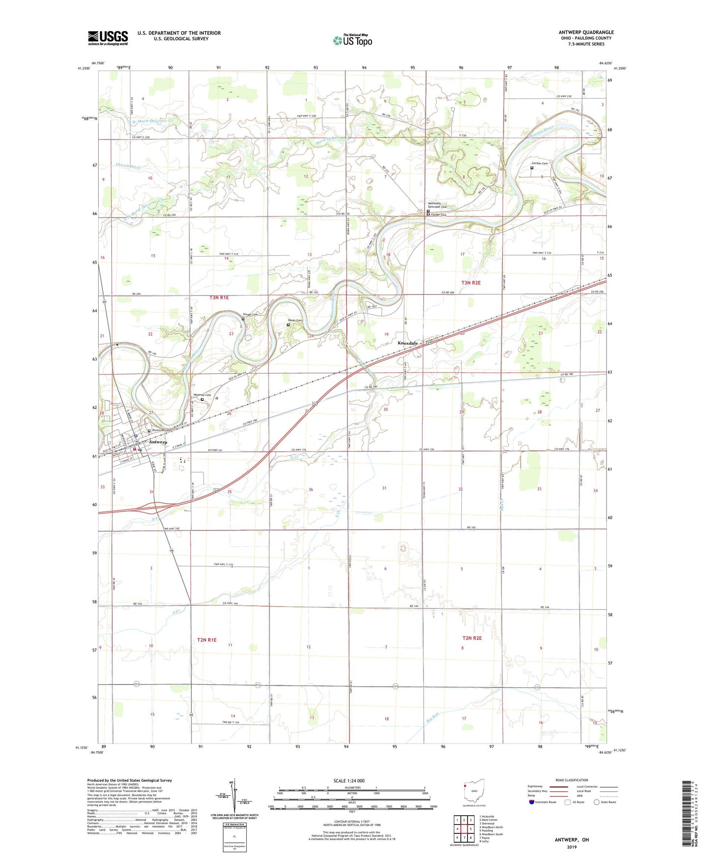 Antwerp Ohio US Topo Map Image
