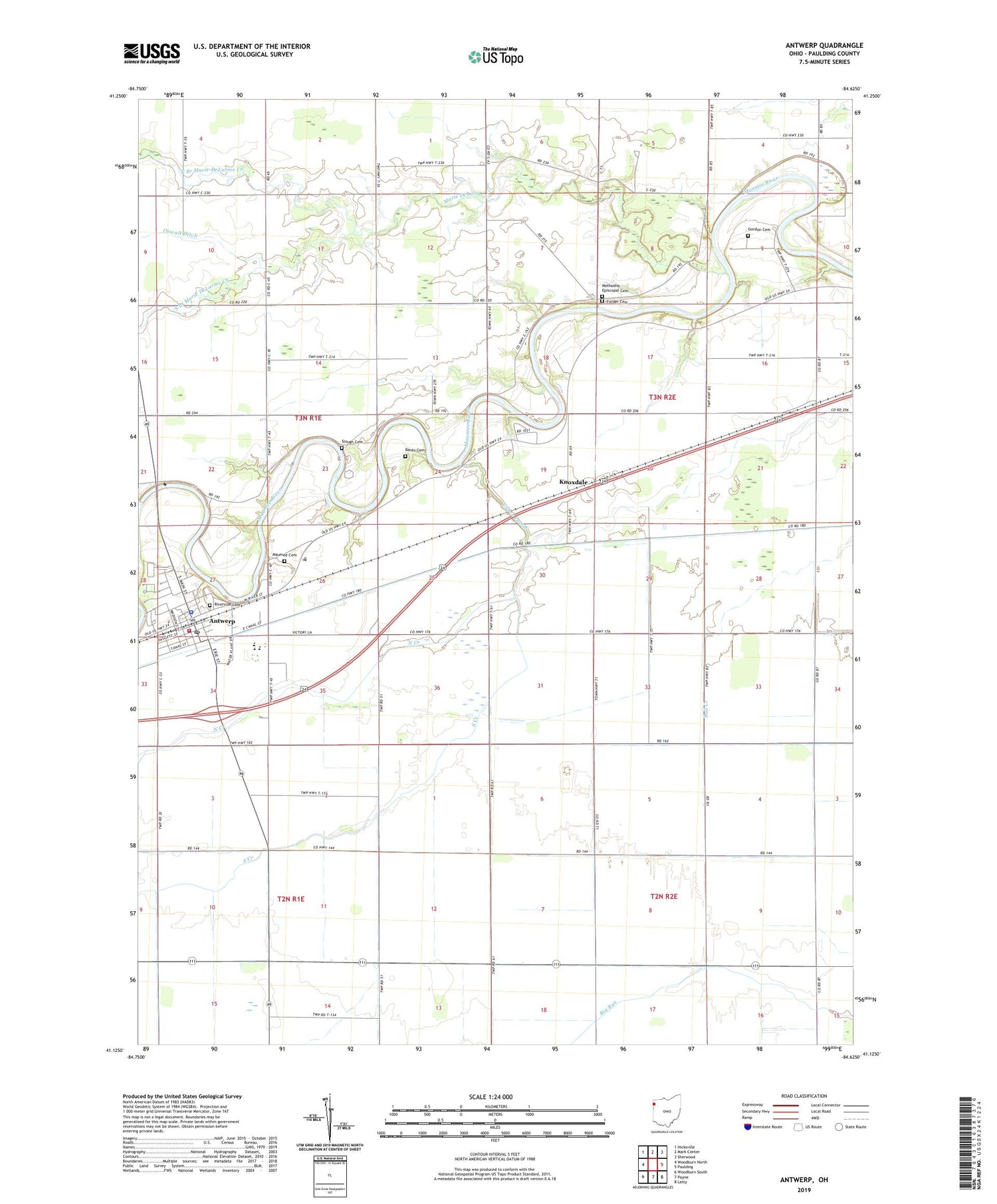 Antwerp Ohio US Topo Map Image