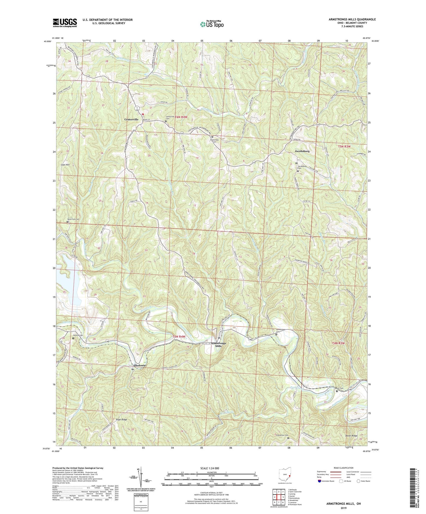 Armstrongs Mills Ohio US Topo Map Image