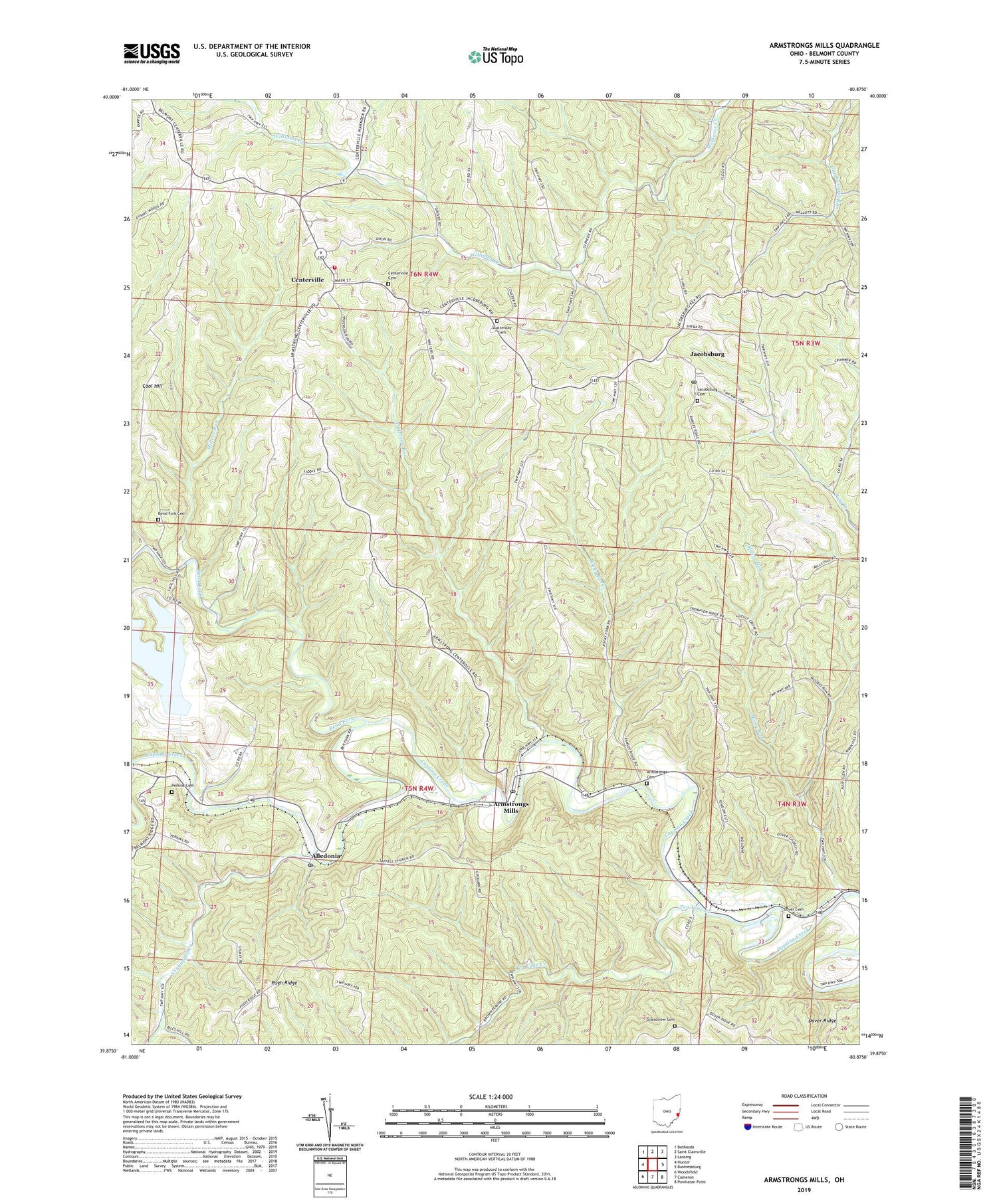 Armstrongs Mills Ohio US Topo Map Image