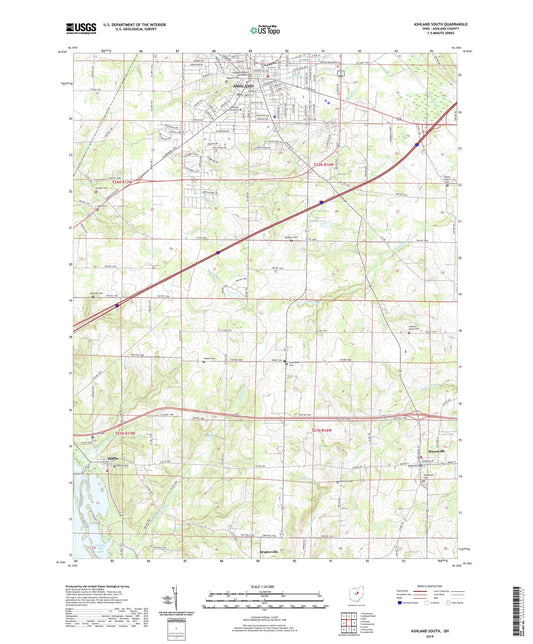 Ashland South Ohio US Topo Map Image