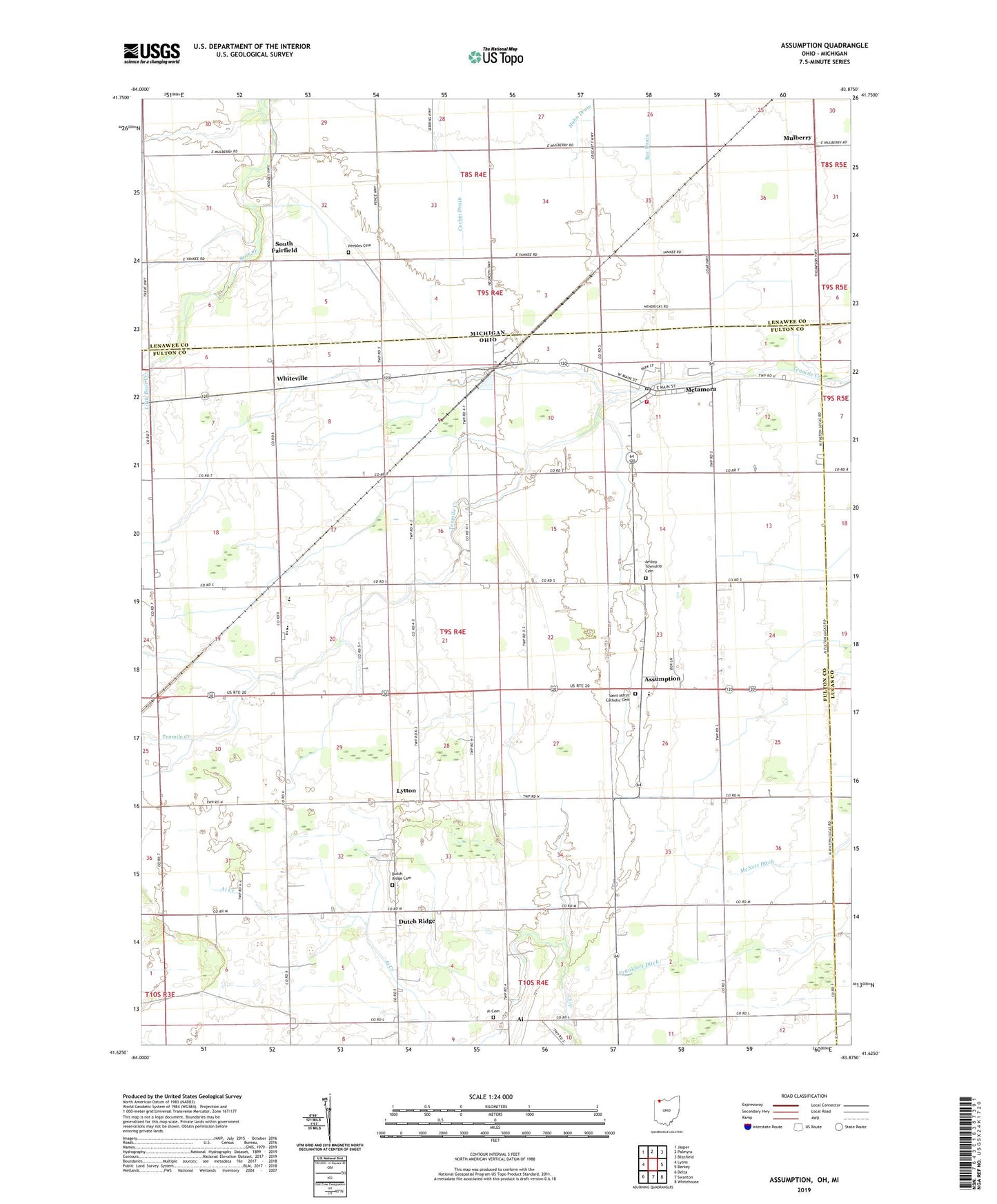 Assumption Ohio US Topo Map Image