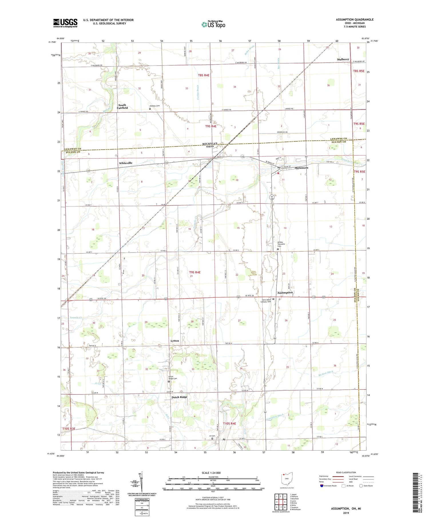 Assumption Ohio US Topo Map Image