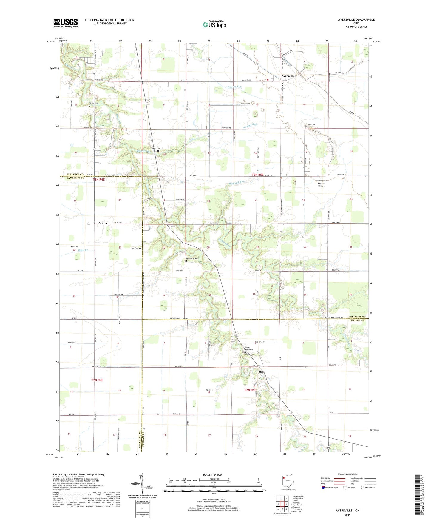 Ayersville Ohio US Topo Map Image