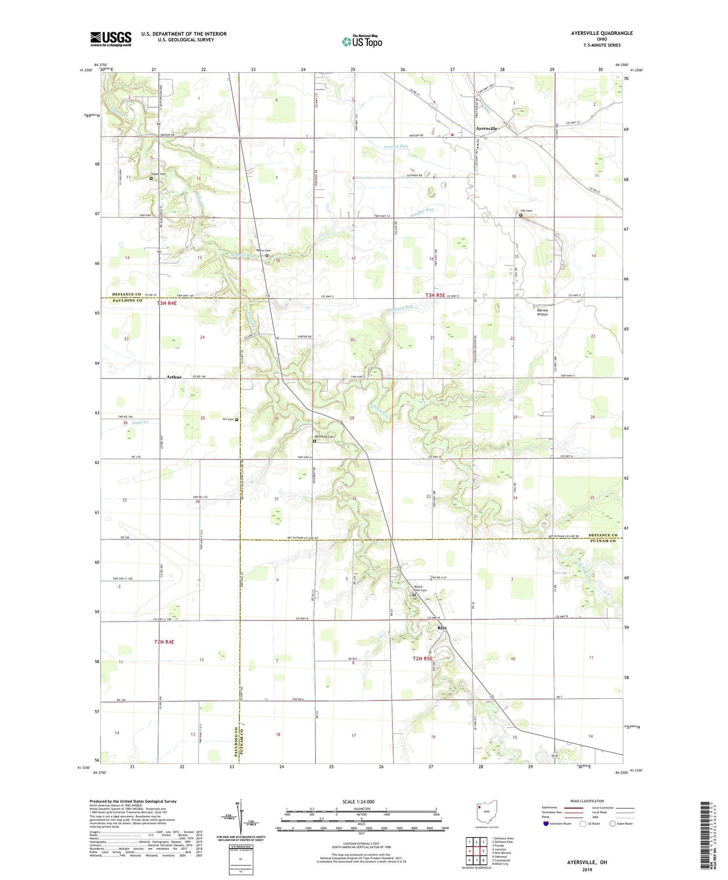 Ayersville Ohio US Topo Map Image