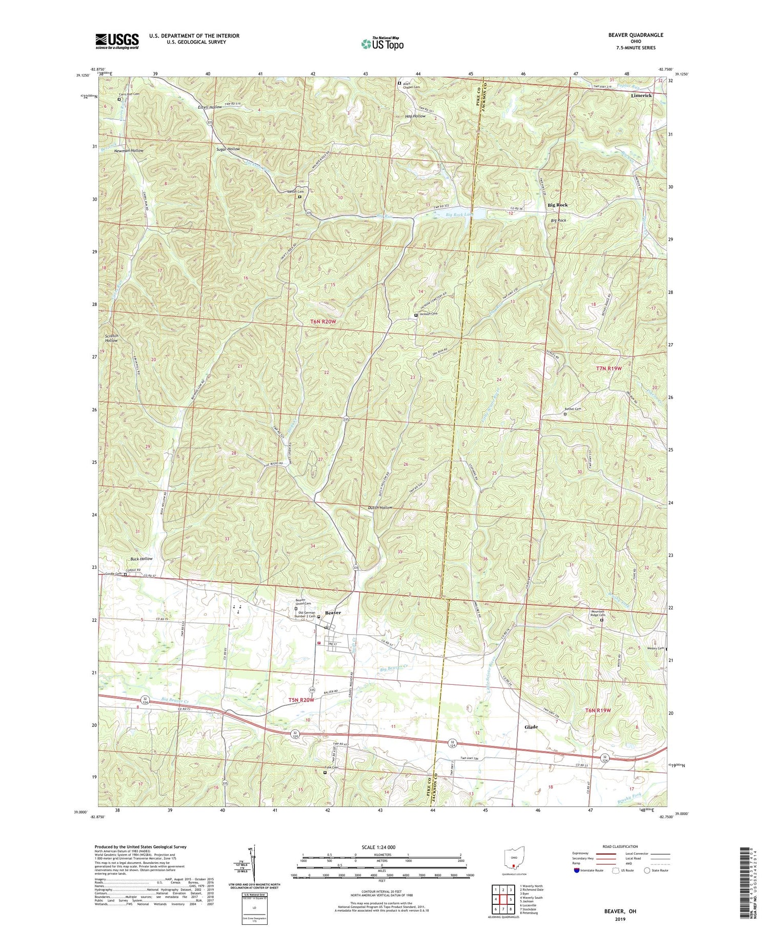 Beaver Ohio US Topo Map Image