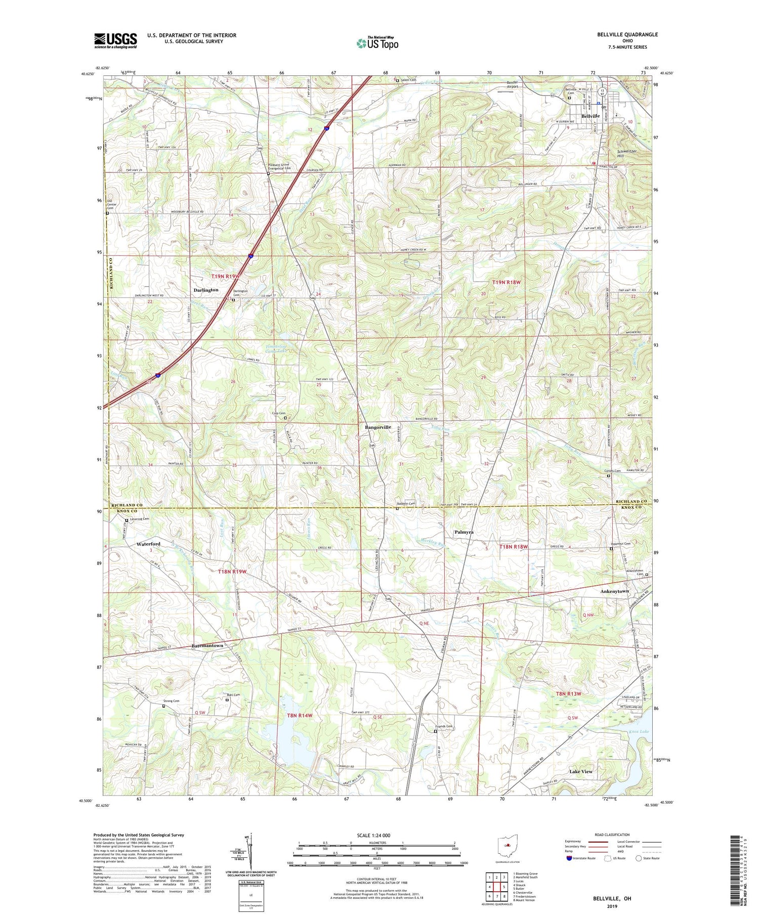 Bellville Ohio US Topo Map Image