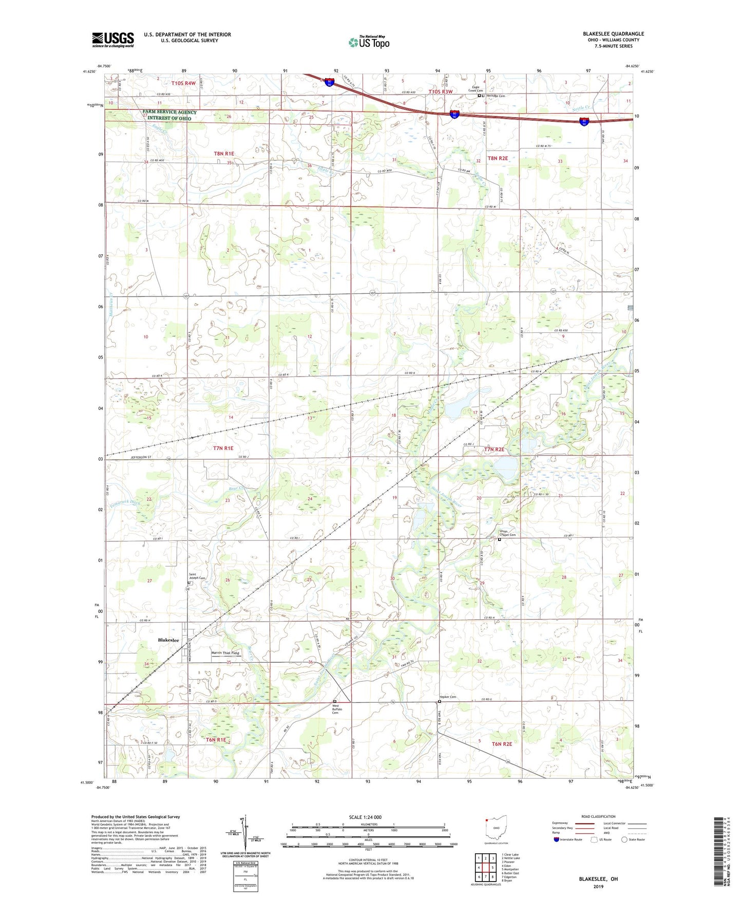 Blakeslee Ohio US Topo Map Image