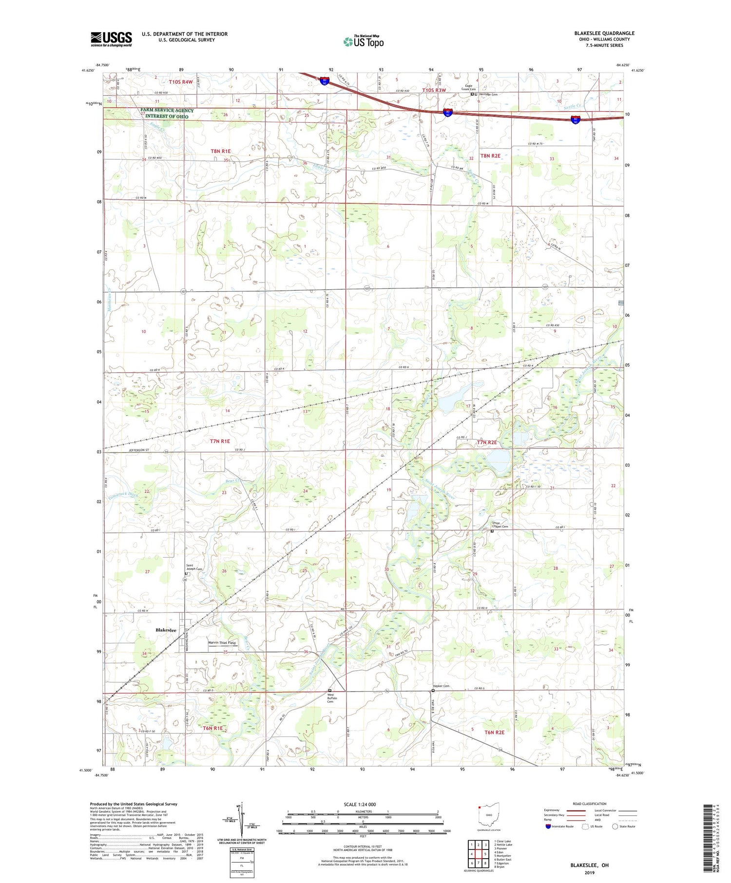 Blakeslee Ohio US Topo Map Image