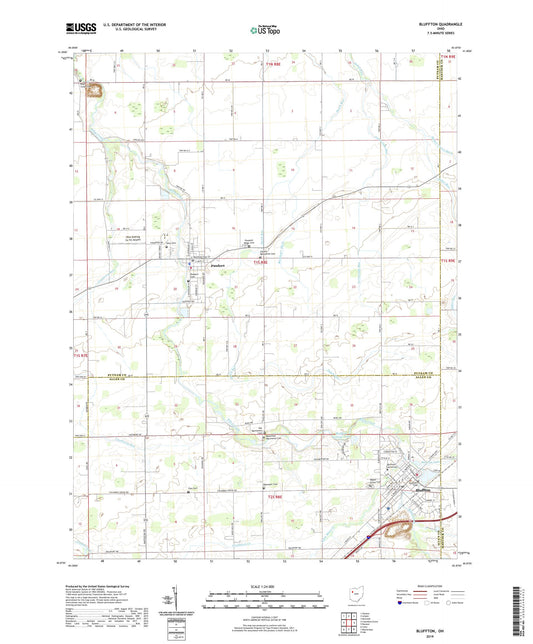 Bluffton Ohio US Topo Map Image