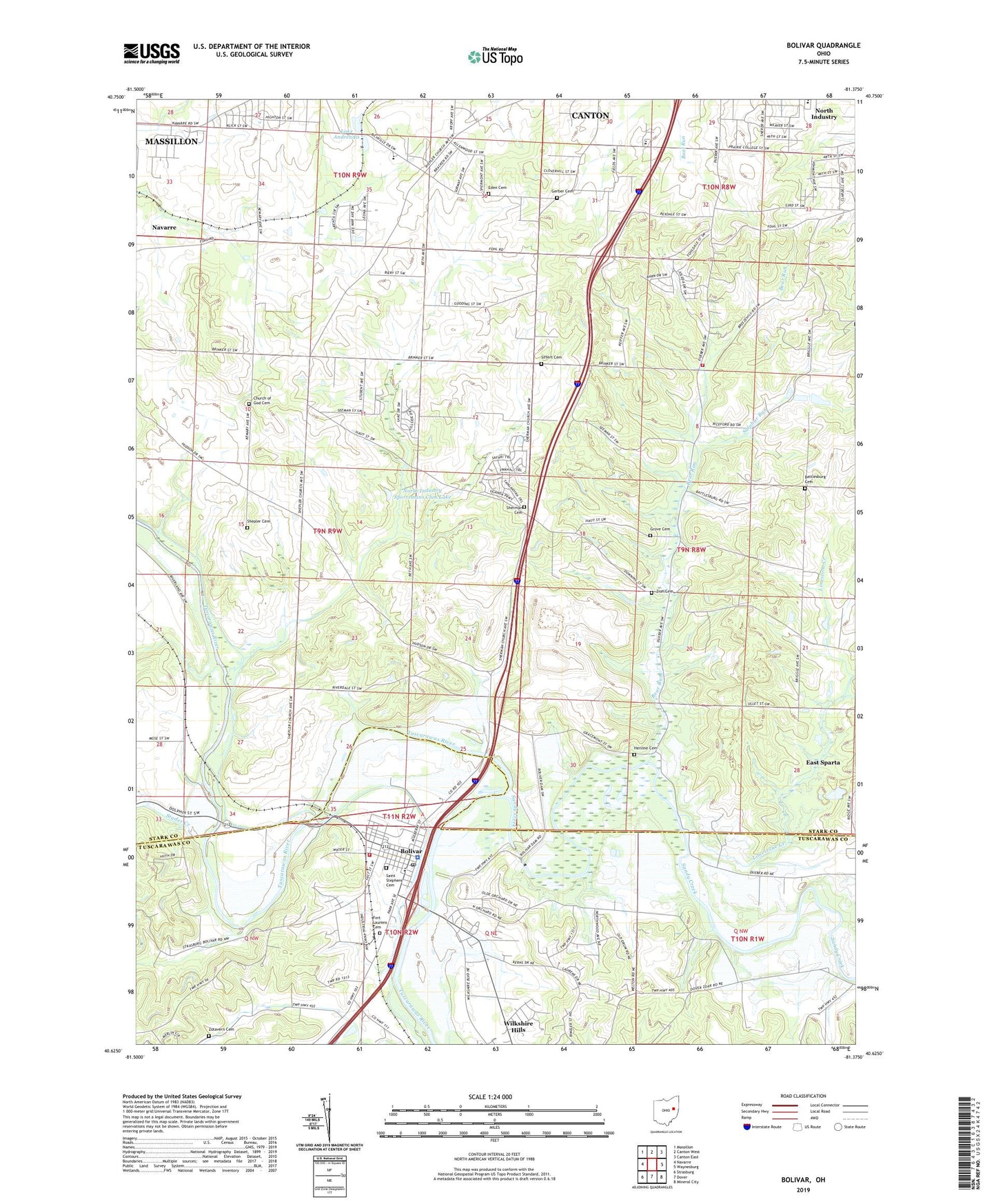 Bolivar Ohio US Topo Map Image