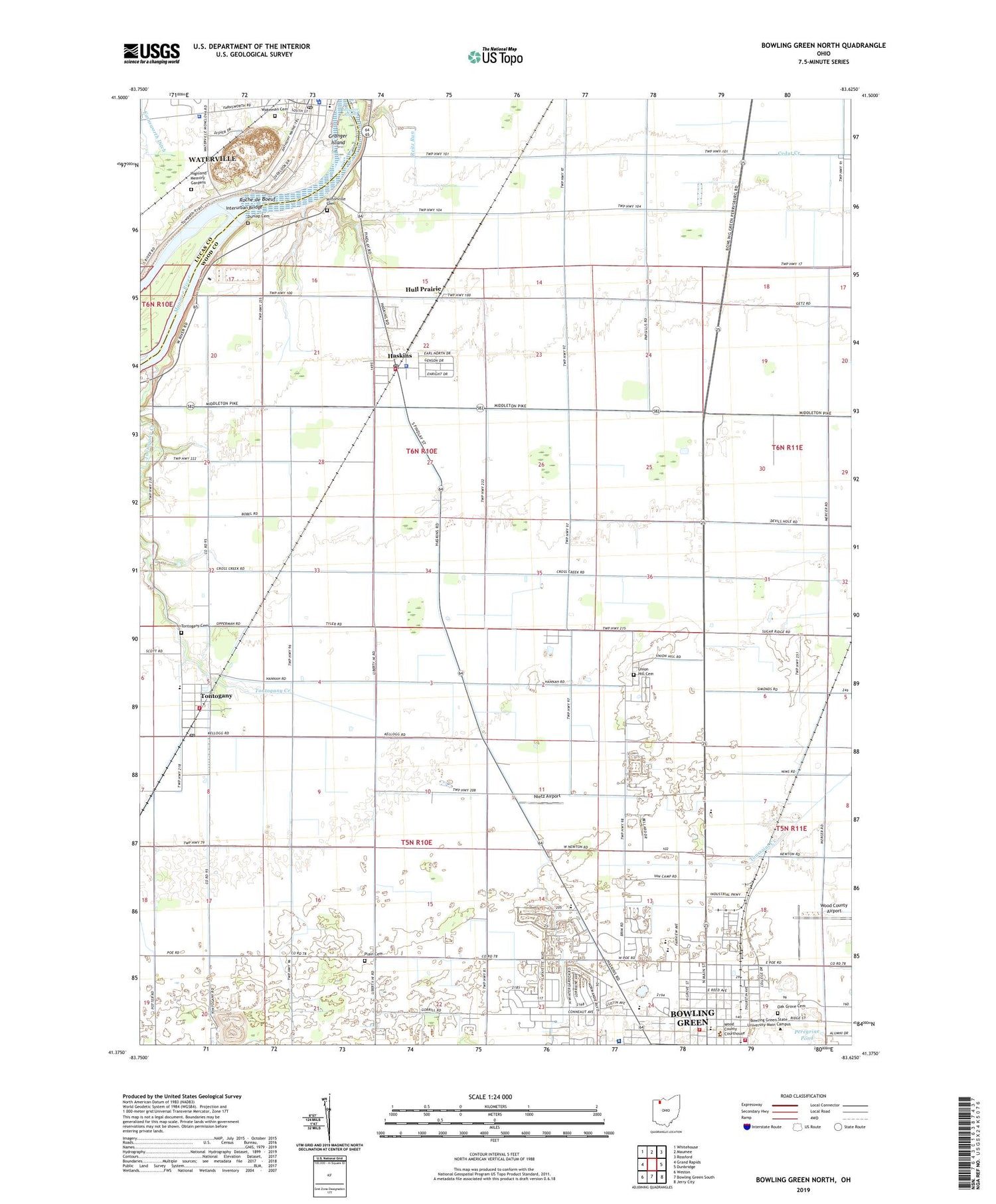 Bowling Green North Ohio US Topo Map Image