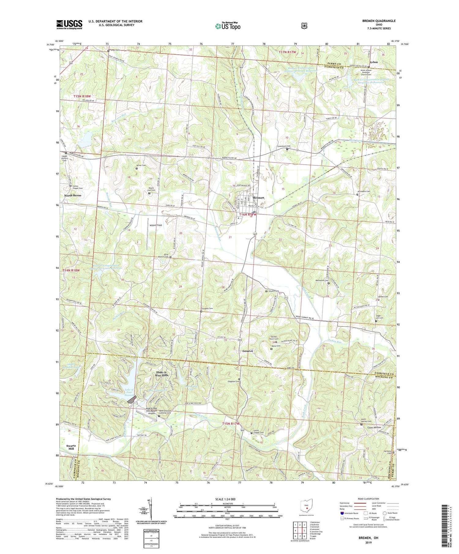 Bremen Ohio US Topo Map Image