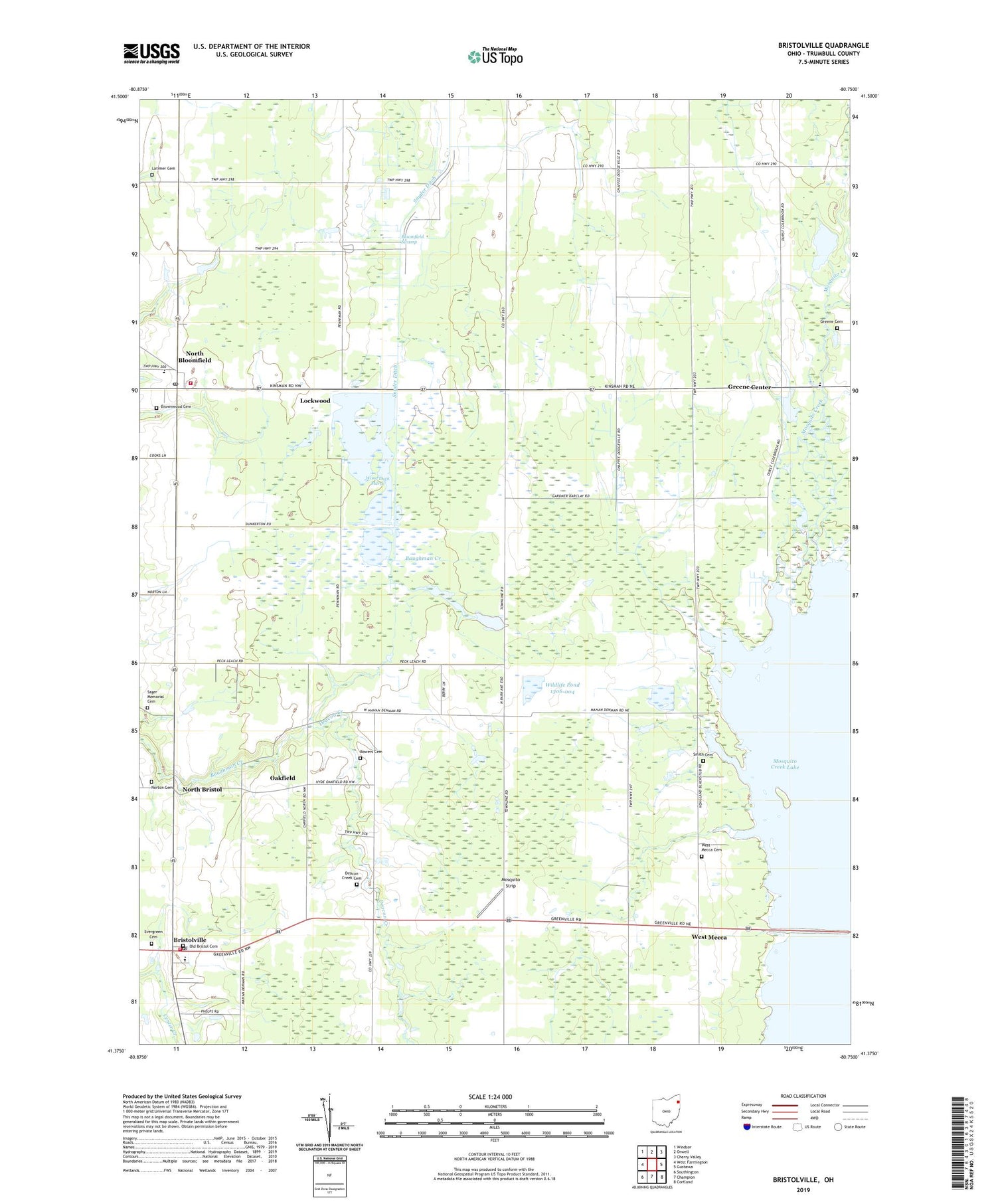 Bristolville Ohio US Topo Map Image