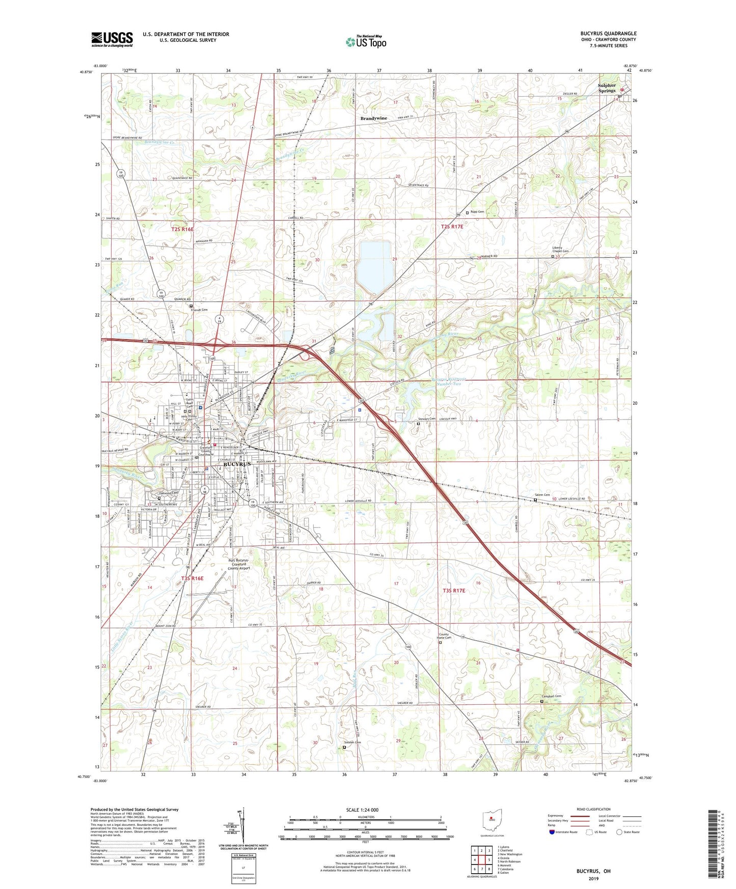 Bucyrus Ohio US Topo Map Image