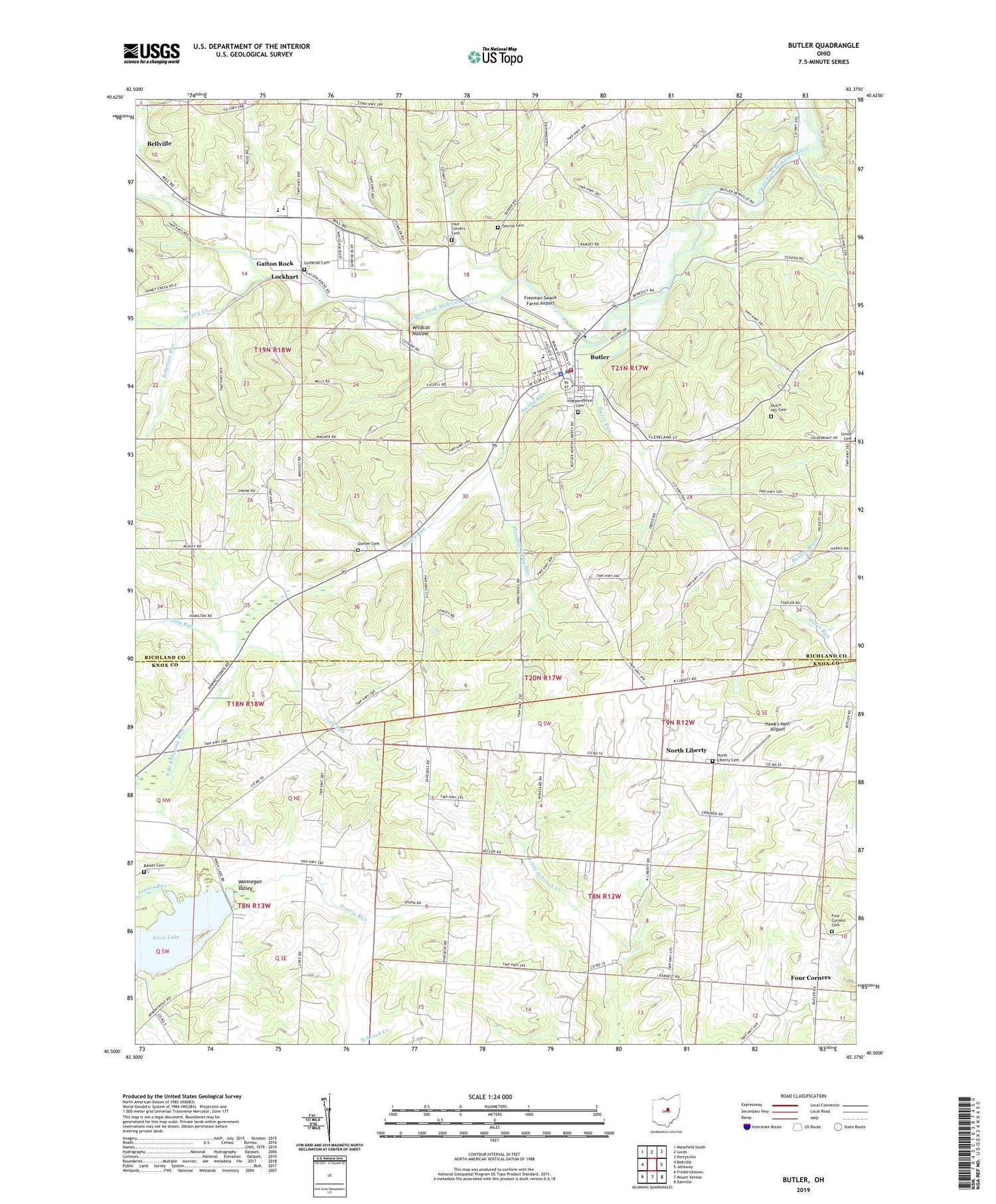 Butler Ohio US Topo Map Image