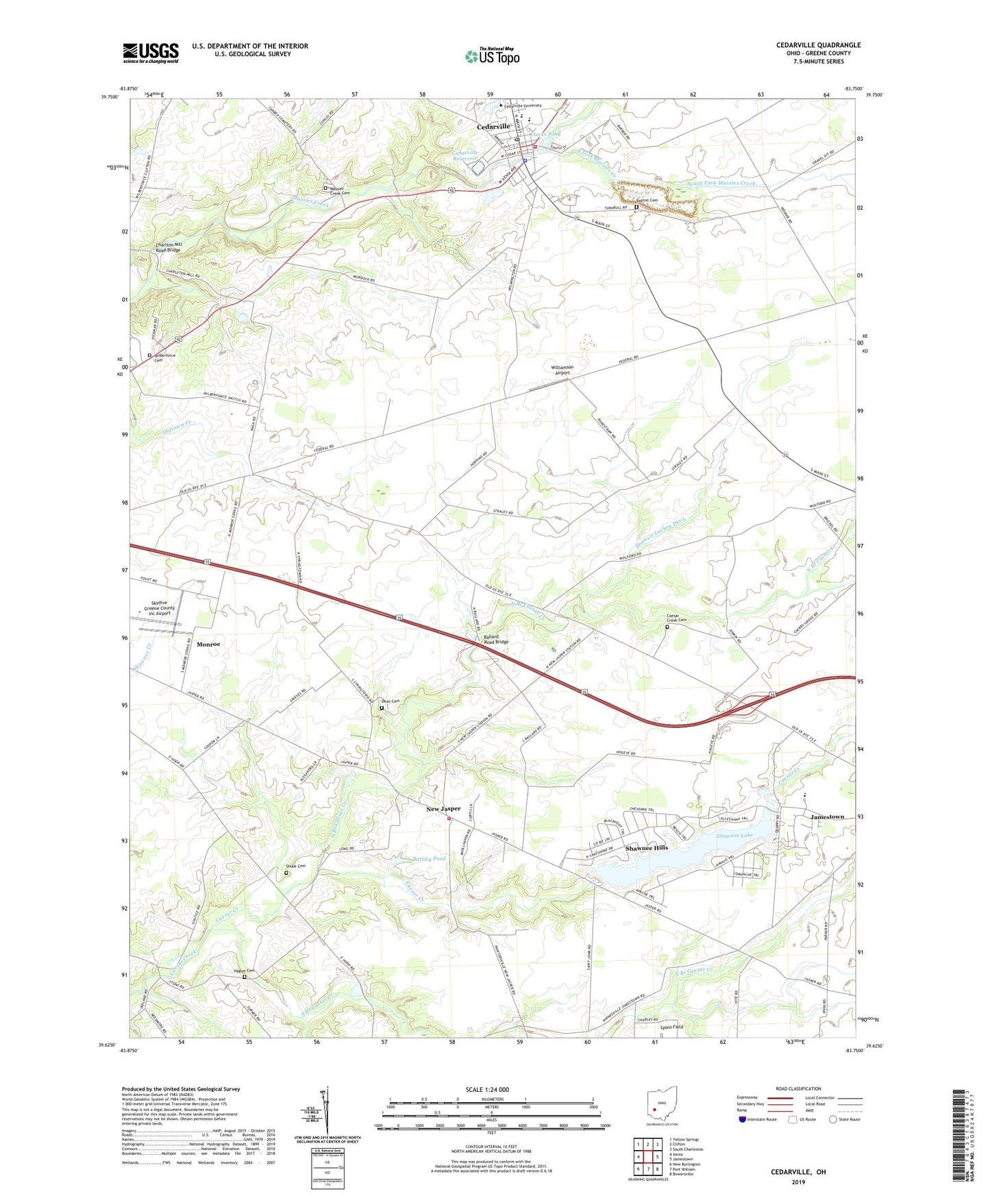 Cedarville Ohio US Topo Map Image