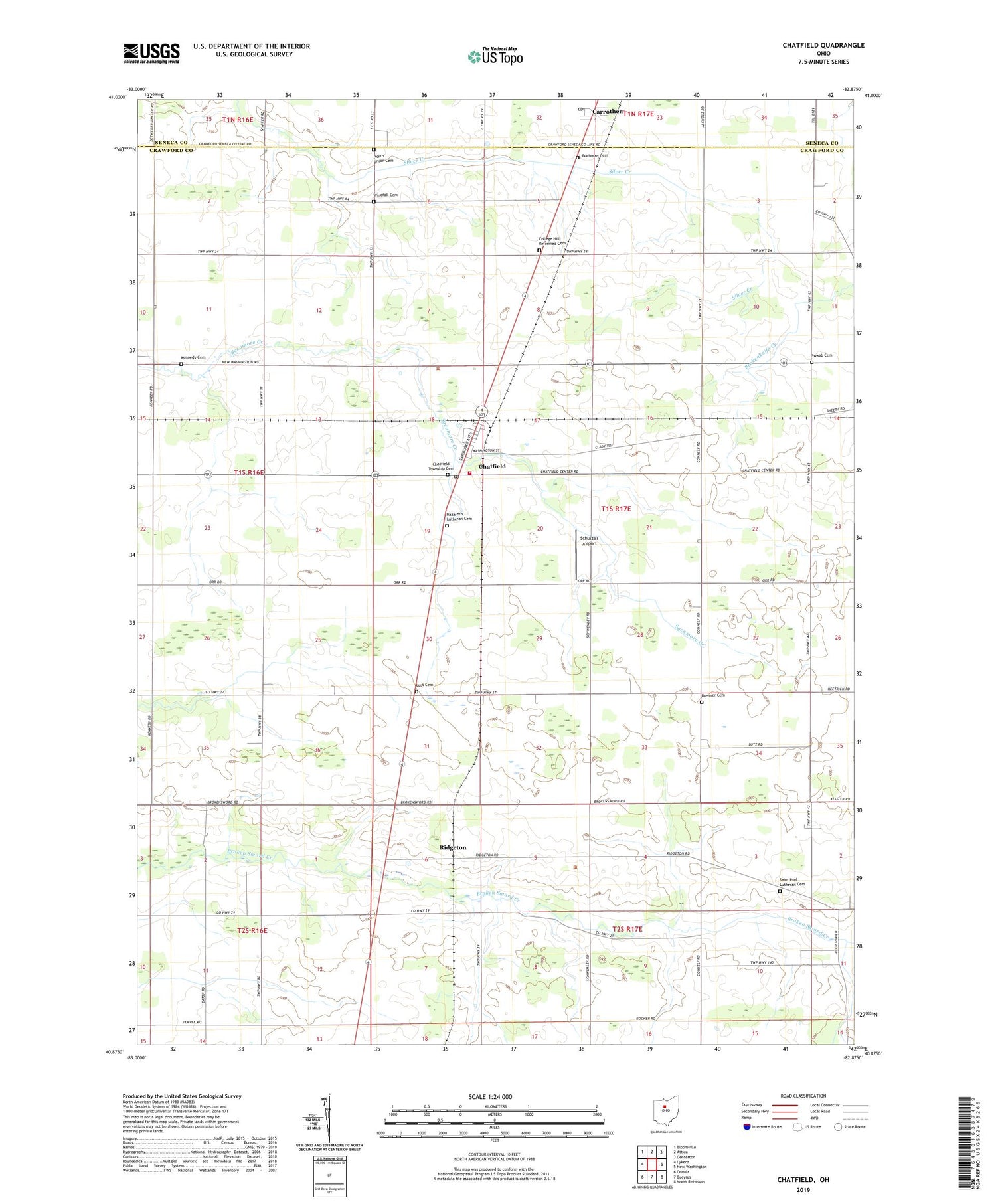 Chatfield Ohio US Topo Map Image