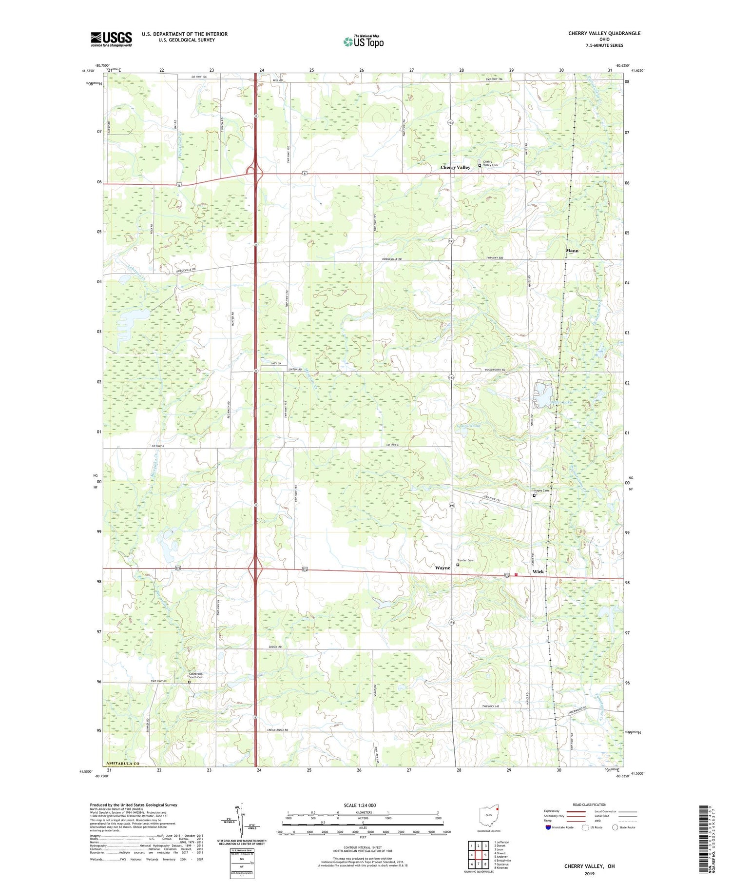 Cherry Valley Ohio US Topo Map Image